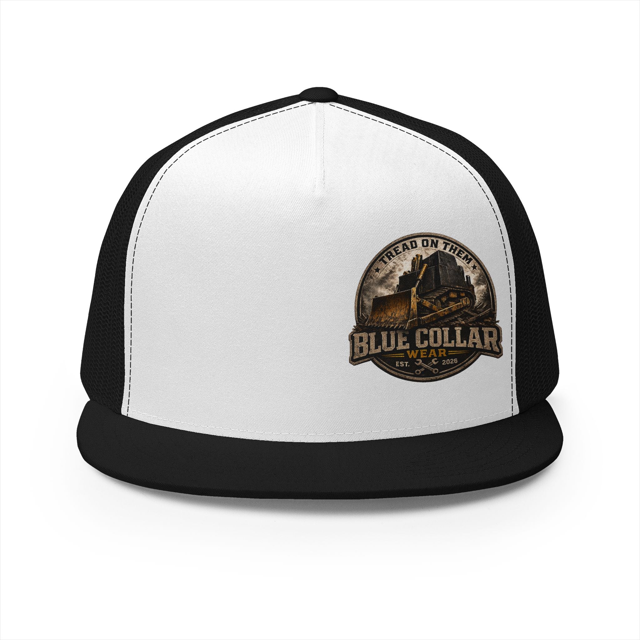 Blue Collar Workwear Trucker Cap — Lead On Team Vintage Construction Logo