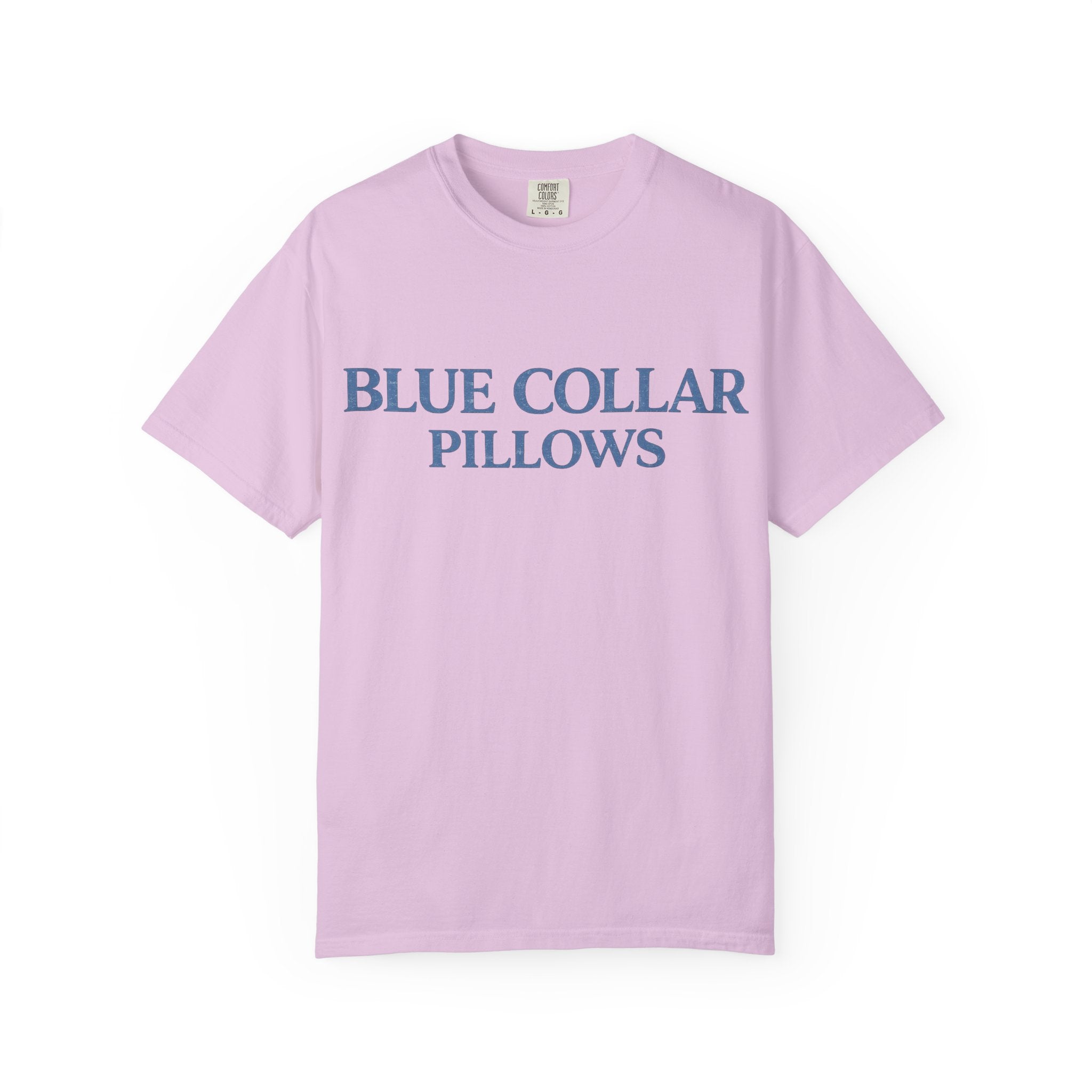 Blue Collar Pillows T-Shirt — Vintage Serif Logo Tee
