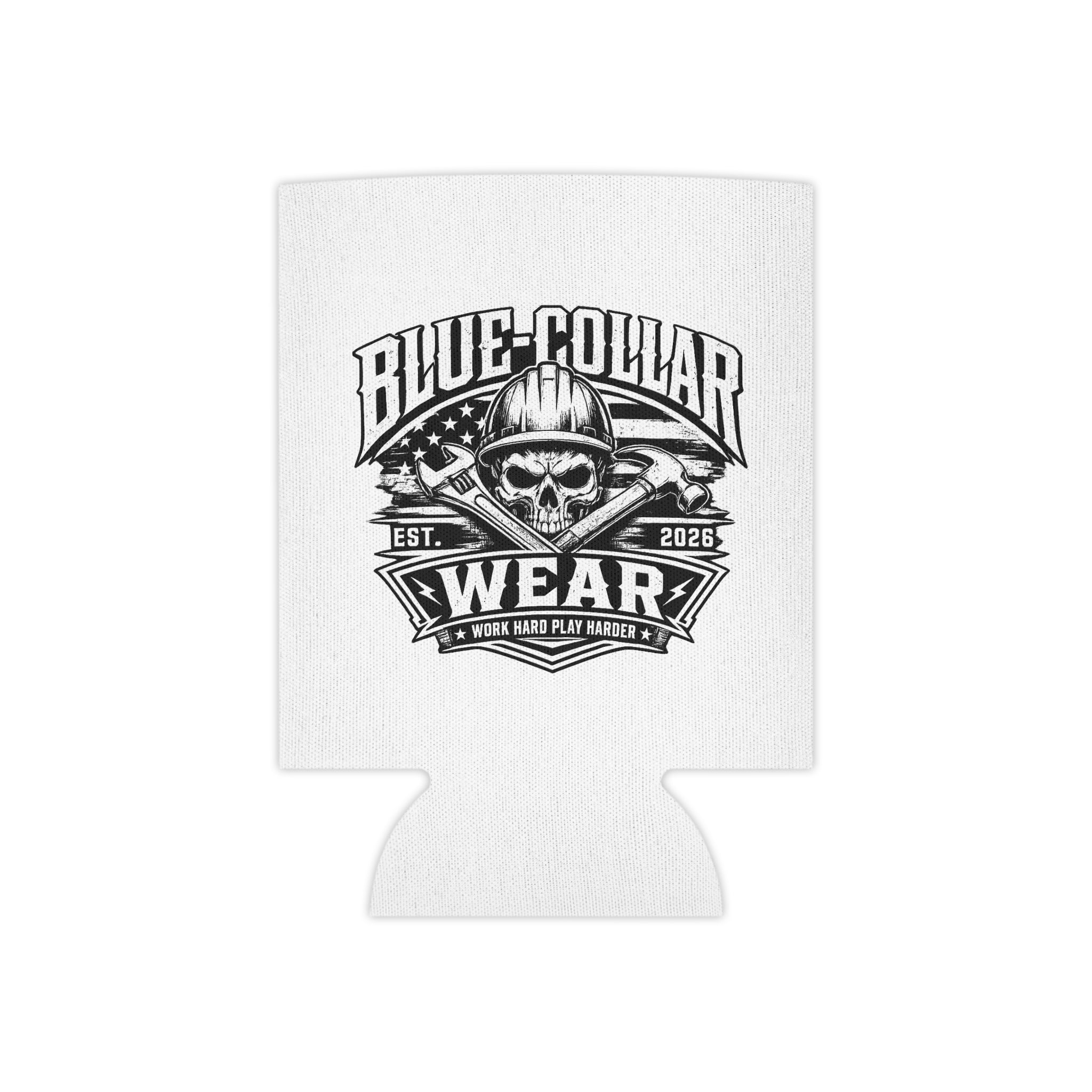 Blue Collar Wear KOOZIE – Skull Hard Hat Beverage Koozie (Work Hard Play Hard)