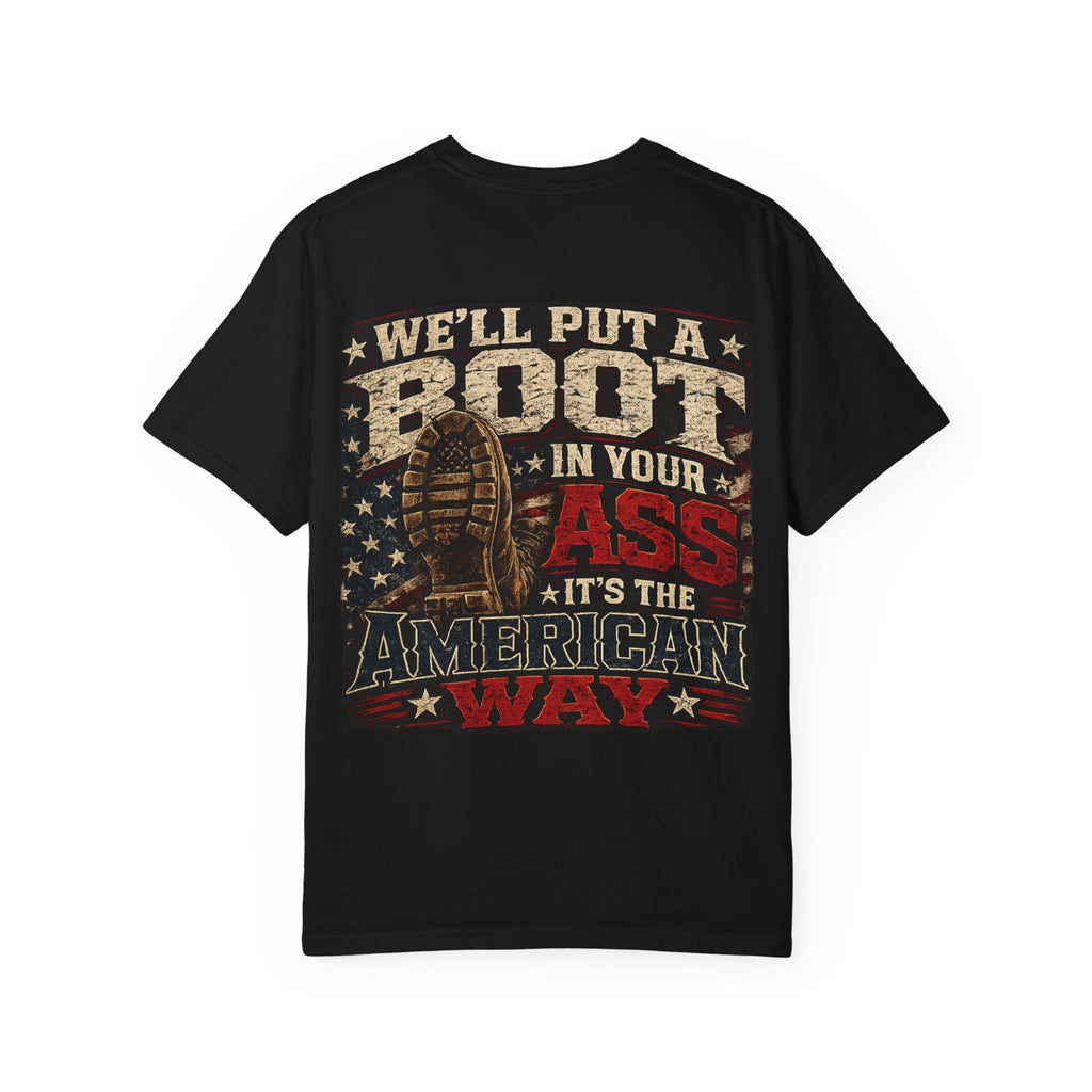 American Boot In Your Ass T-Shirt — 'Blue Collar' Patriotic Workwear Tee