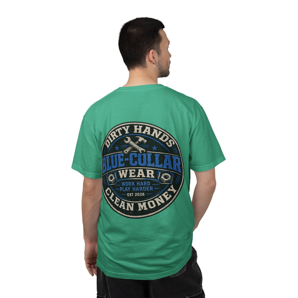 Blue-Collar T-Shirt — "Dirty Hands, Clean Money" Workwear Graphic Tee