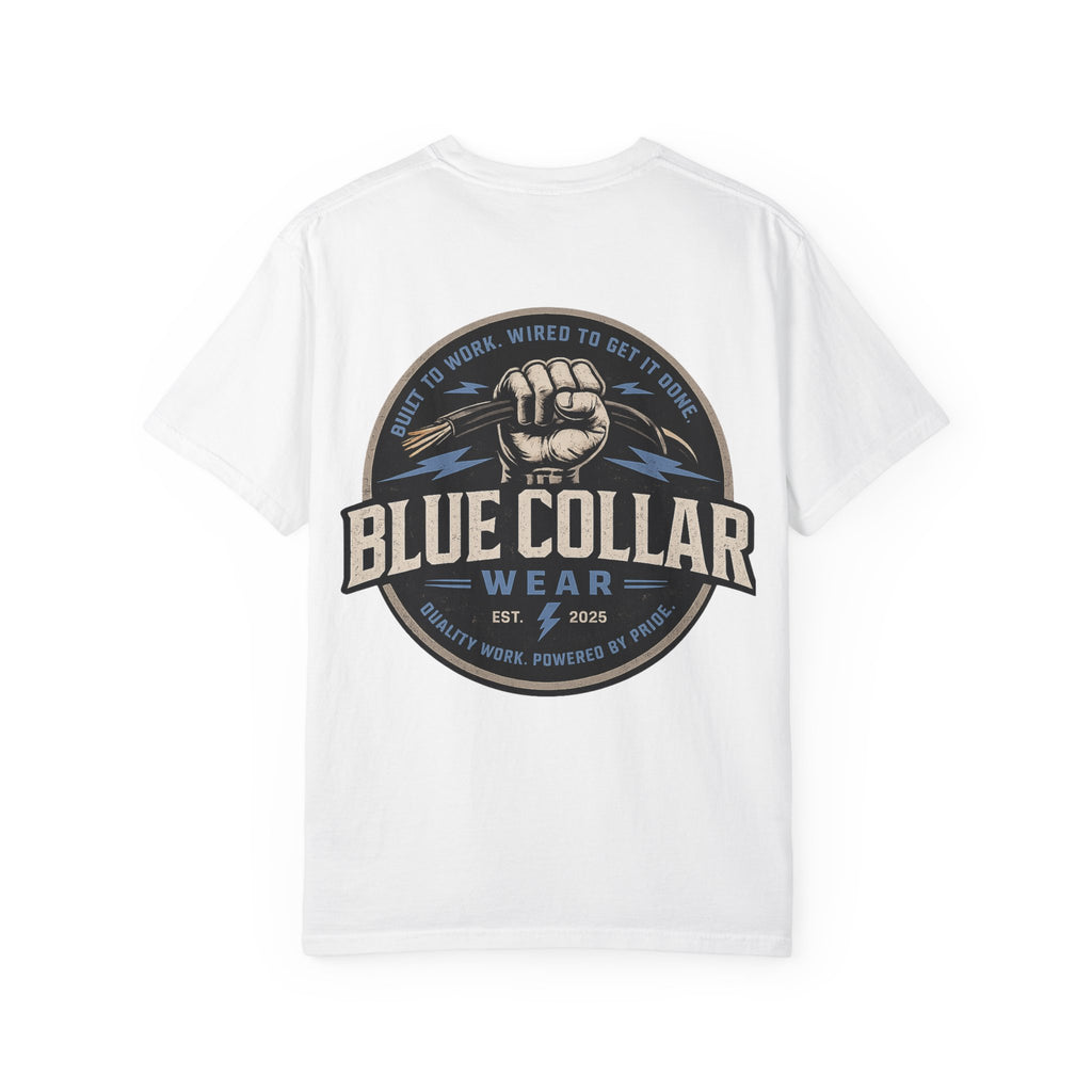 Blue Collar T-Shirt — Retro Workwear Fist Logo