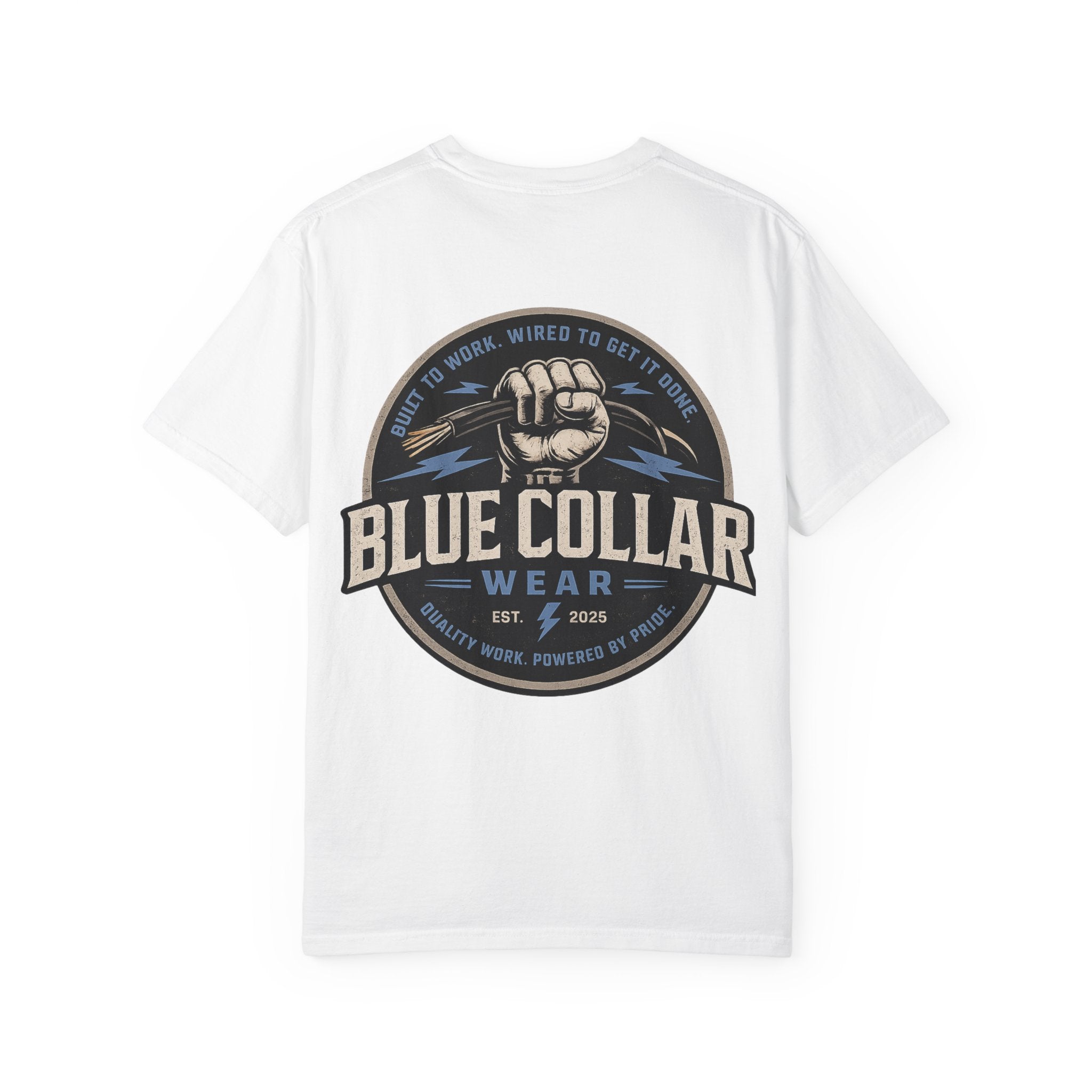 Blue Collar T-Shirt — Retro Workwear Fist Logo