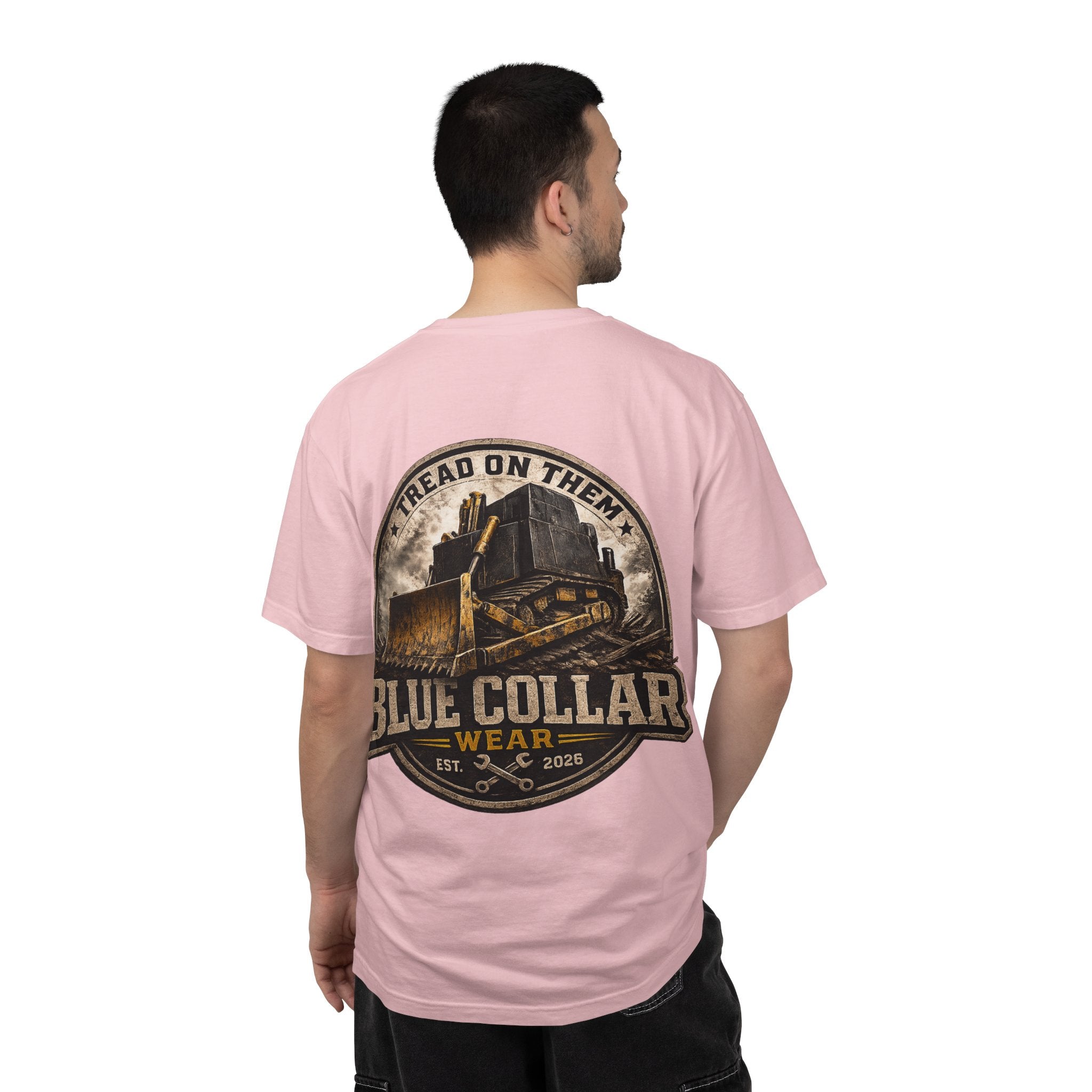 Blue Collar T-Shirt — "Tread On Them" Bulldozer Workwear Tee