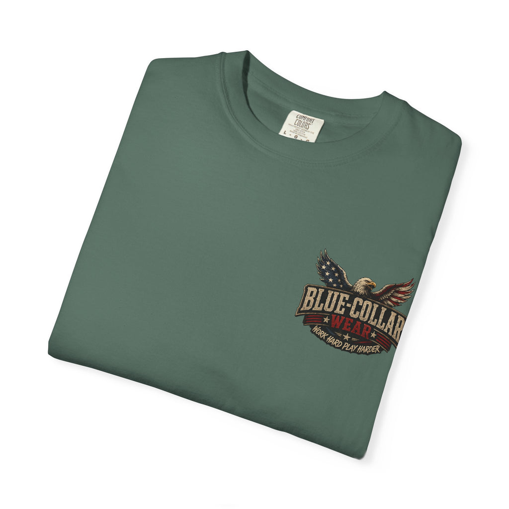Blue-Collar Wear Patriotic T-Shirt — “Red, White & Blue Built by the Brave”