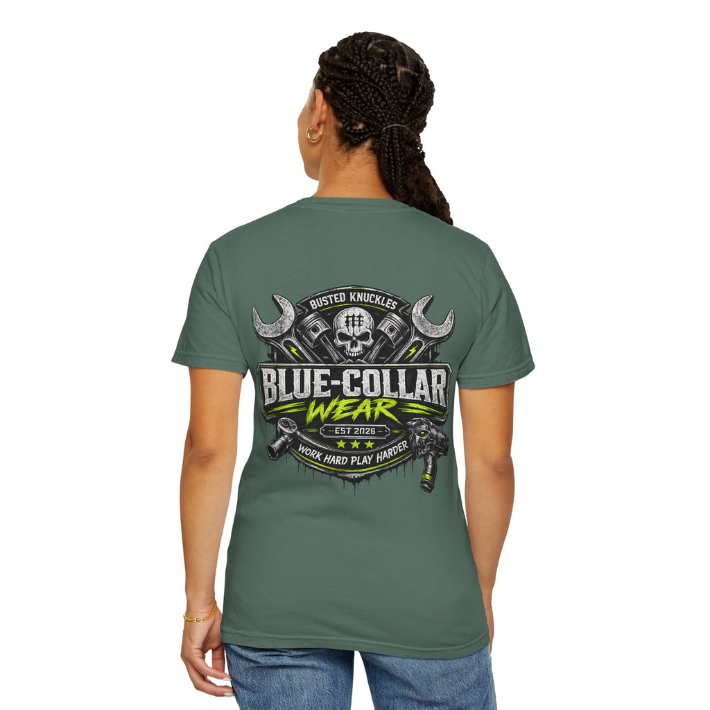 Blue-Collar Wear T-Shirt Mechanic – 'Work Hard Play Harder' Vintage Mechanics Tee