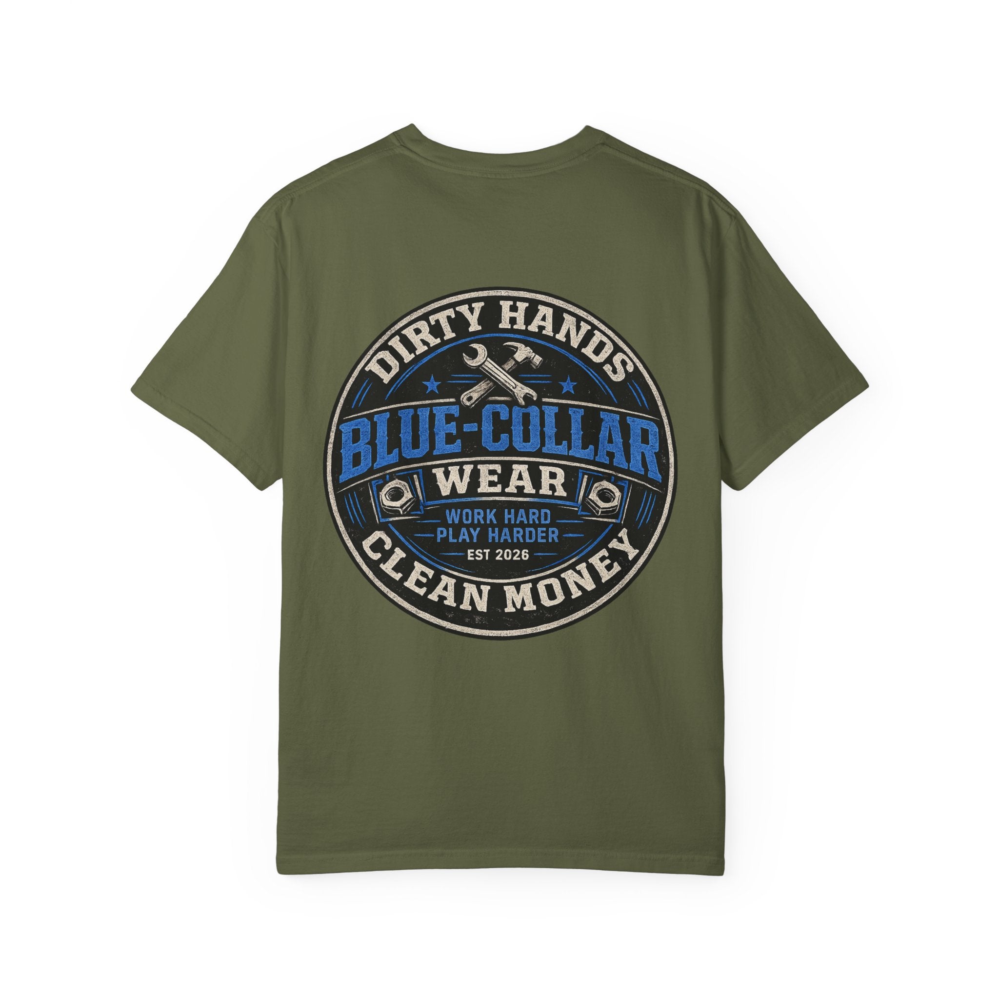 Blue-Collar T-Shirt — "Dirty Hands, Clean Money" Workwear Graphic Tee