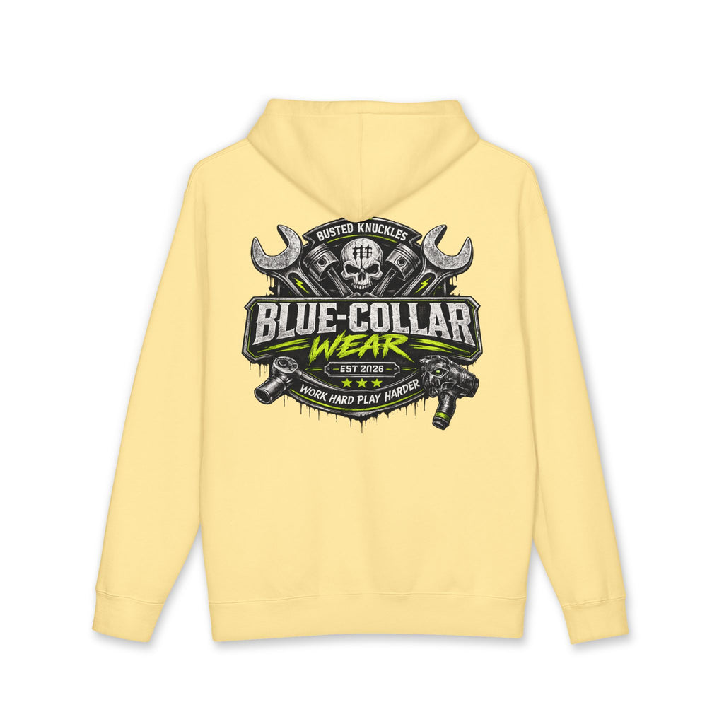 Blue-Collar Wear Hoodie Mechanic — "Blue-Collar Wear" Skull & Wrench Workwear Pullover
