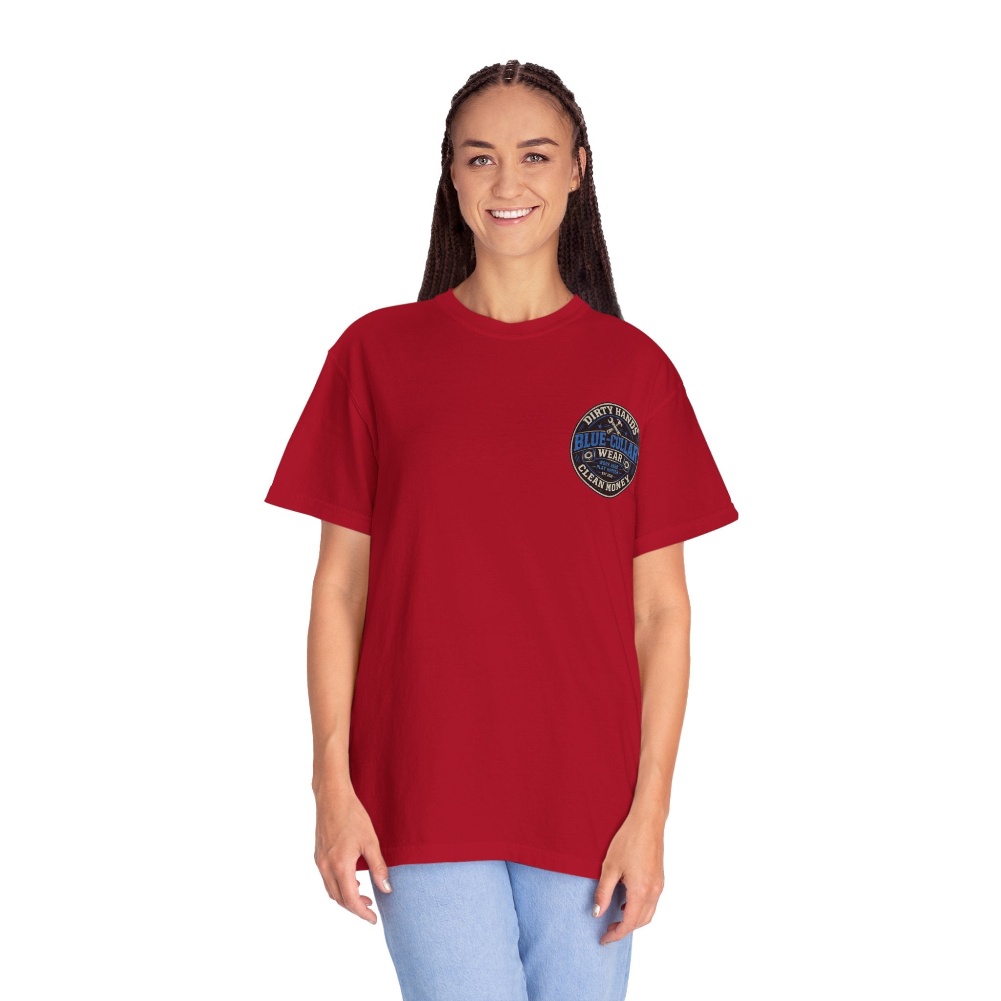 Blue-Collar T-Shirt — "Dirty Hands, Clean Money" Workwear Graphic Tee