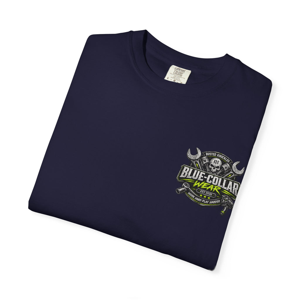 Blue-Collar Wear T-Shirt Mechanic – 'Work Hard Play Harder' Vintage Mechanics Tee
