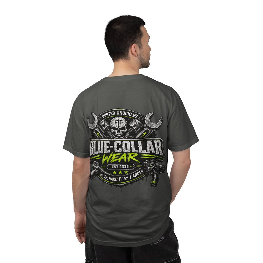 Blue-Collar Wear T-Shirt Mechanic — "Busted Knuckles" Workwear Graphic