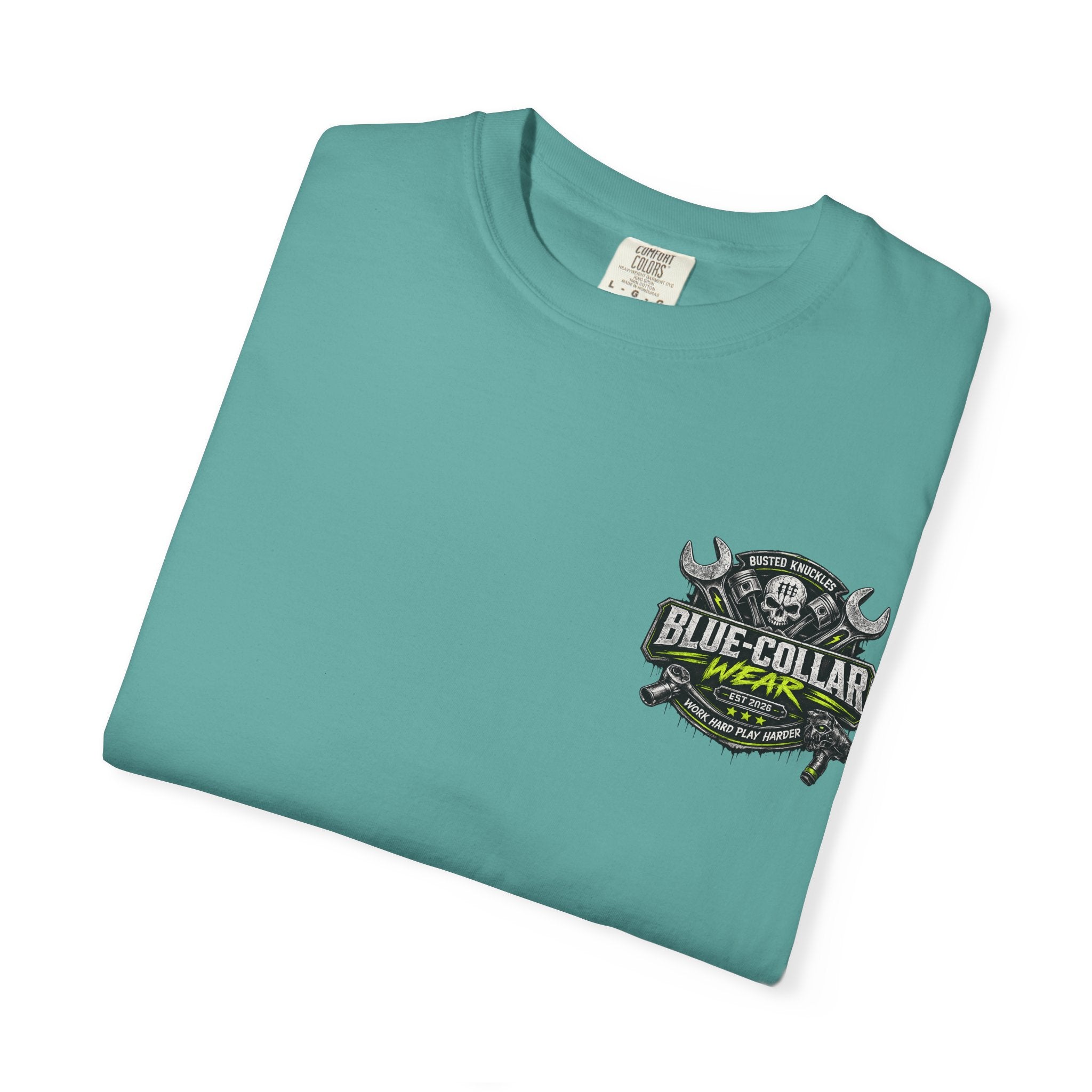 Blue-Collar Wear T-Shirt Mechanic – 'Work Hard Play Harder' Vintage Mechanics Tee