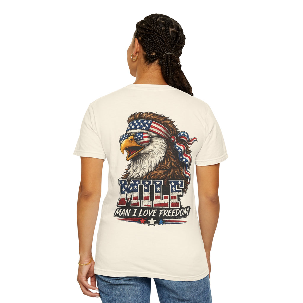 T-Shirt — 'MILE Man I Love Freedom' Patriotic Eagle Graphic