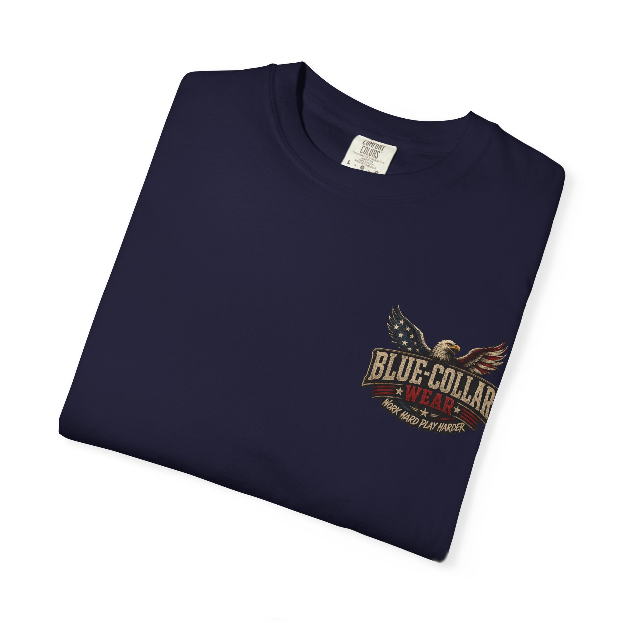 Blue-Collar Wear Patriotic T-Shirt — “Red, White & Blue Built by the Brave”
