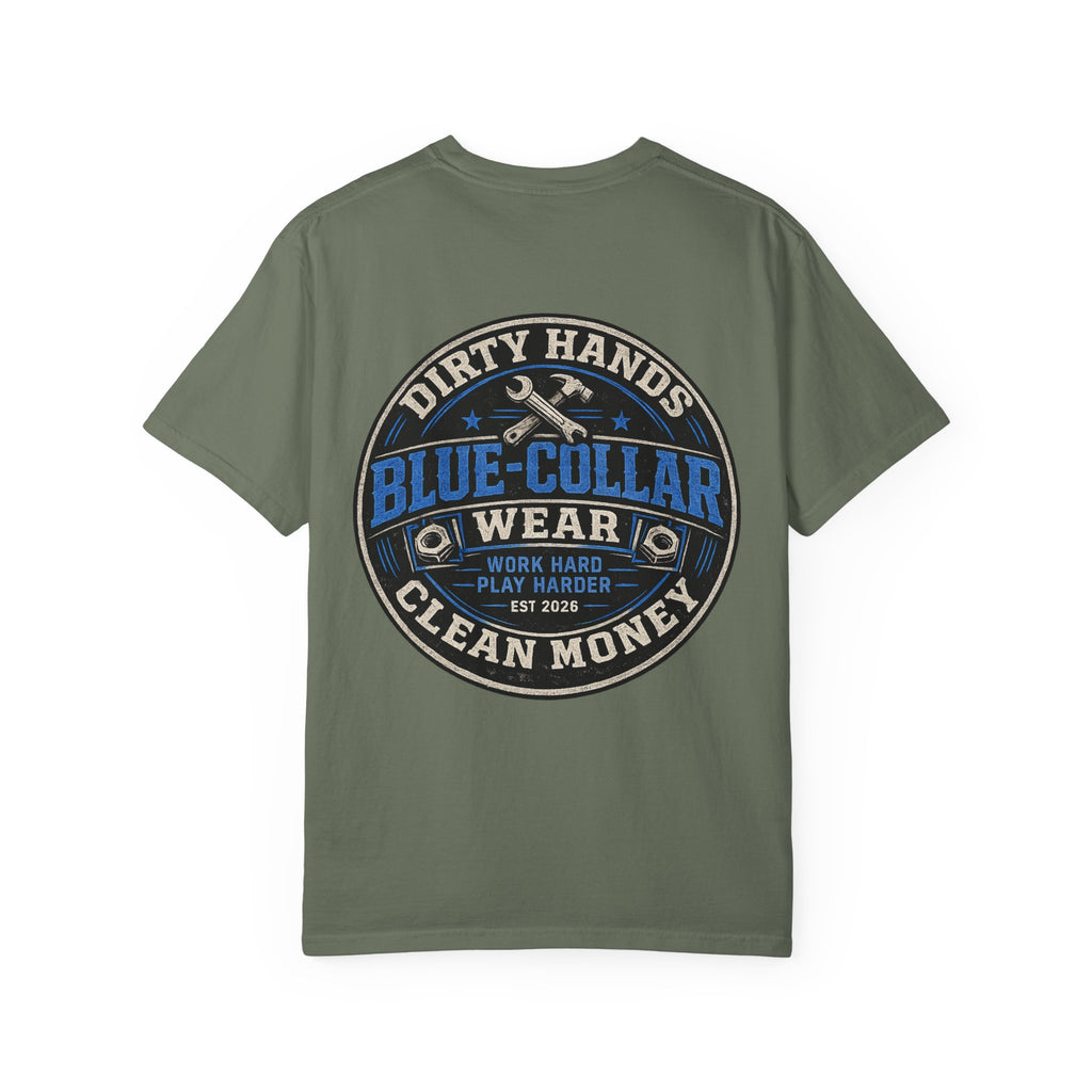 Blue-Collar T-Shirt — "Dirty Hands, Clean Money" Workwear Graphic Tee