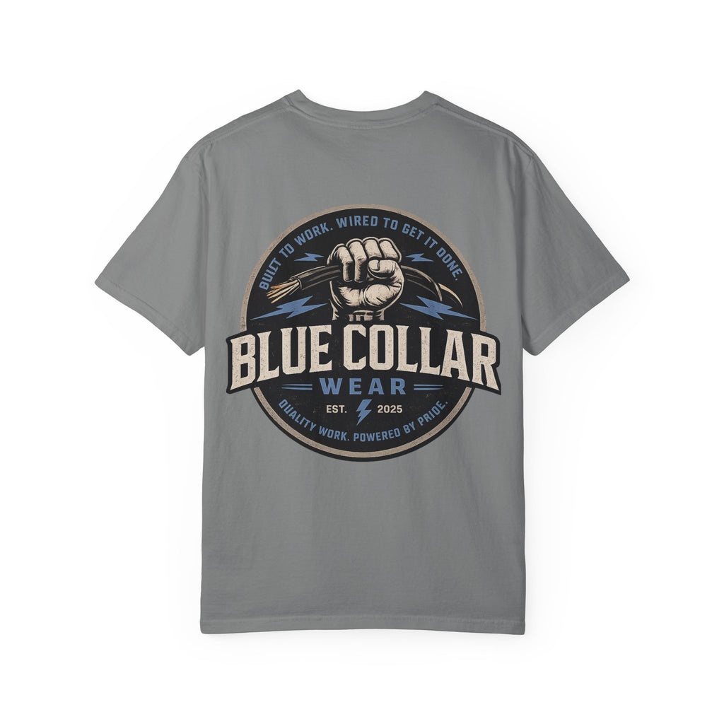 Blue Collar T-Shirt — Retro Workwear Fist Logo