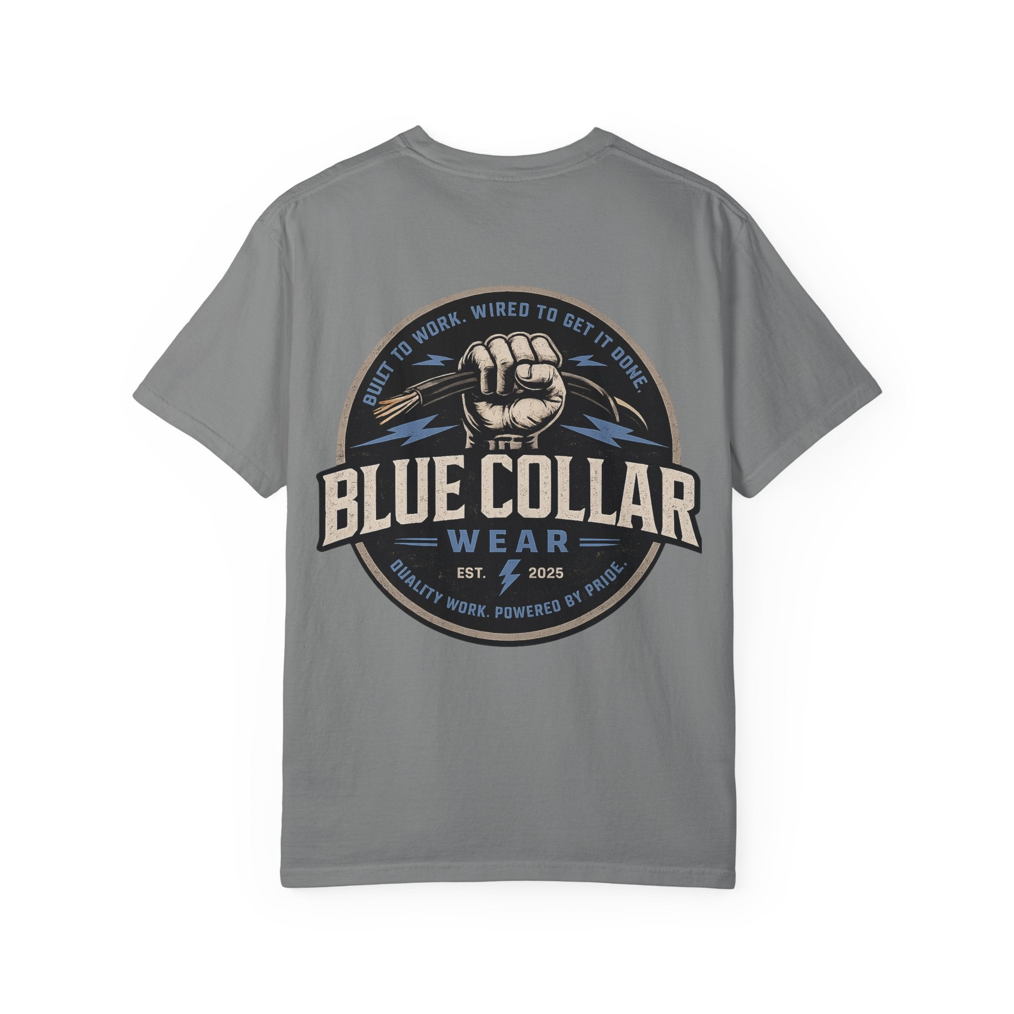 Blue Collar T-Shirt — Retro Workwear Fist Logo