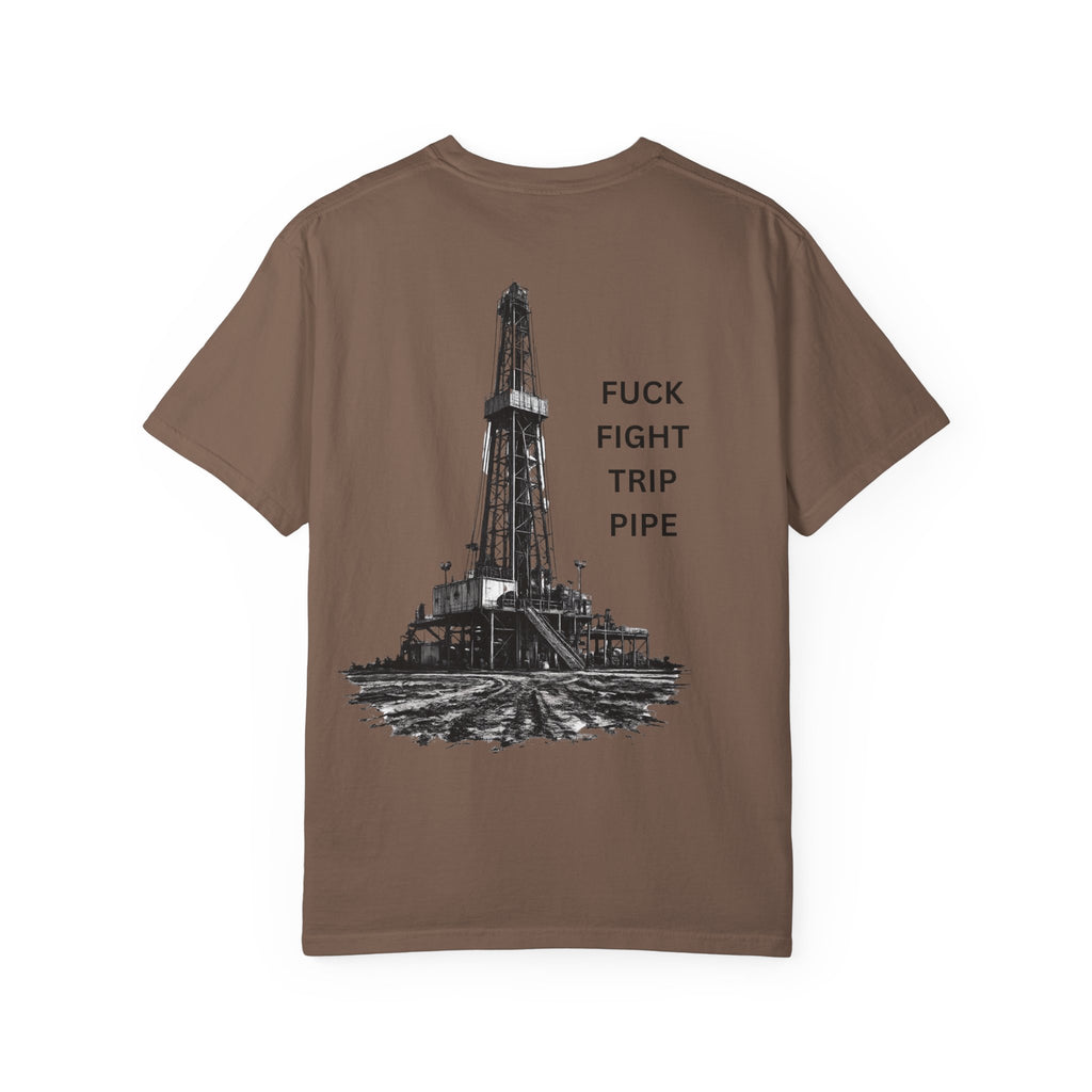 Oil Rig Illustration T-shirt | Fuck Fight Trip Pipe