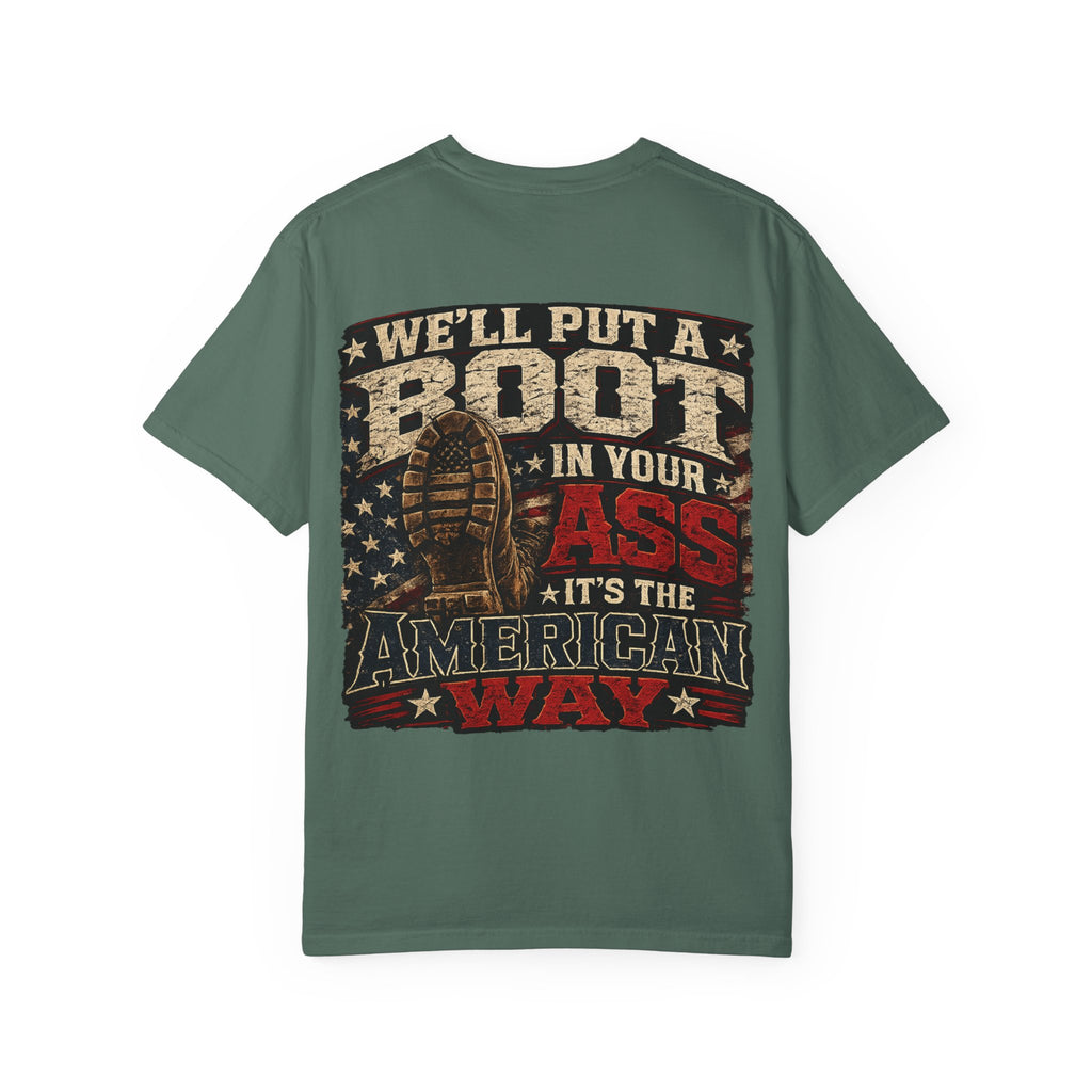 American Boot In Your Ass T-Shirt — 'Blue Collar' Patriotic Workwear Tee