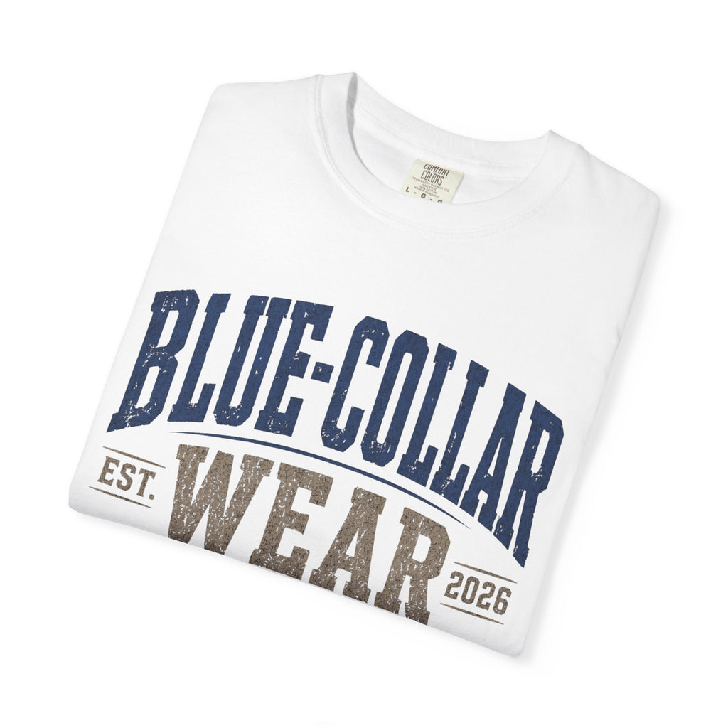 Blue-Collar Wear T-Shirt — "Work Hard • Play Harder" Retro Workwear Tee