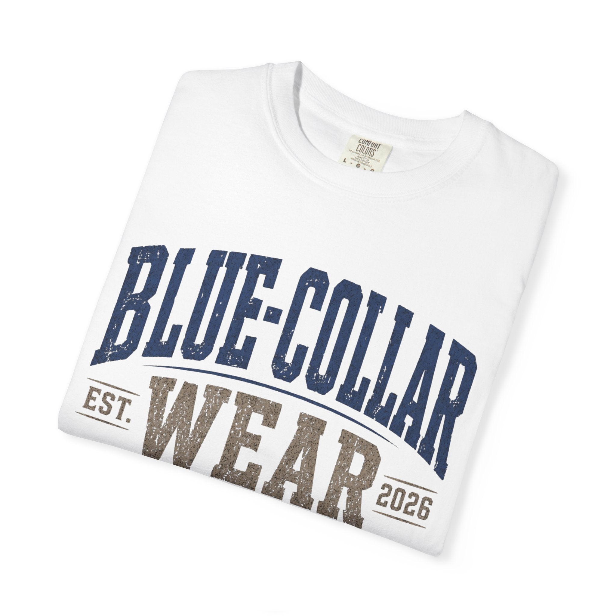 Blue-Collar Wear T-Shirt — "Work Hard • Play Harder" Retro Workwear Tee