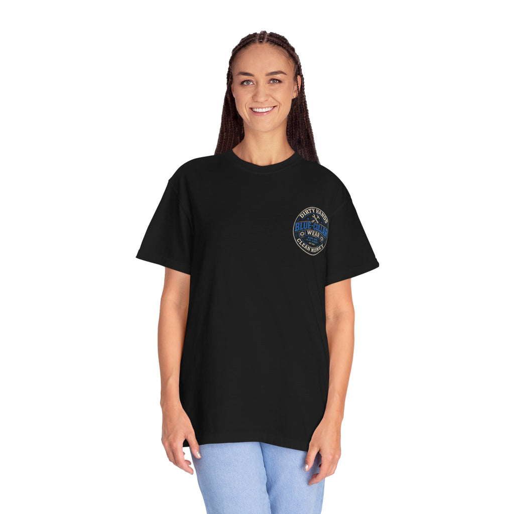 Blue-Collar T-Shirt — "Dirty Hands, Clean Money" Workwear Graphic Tee