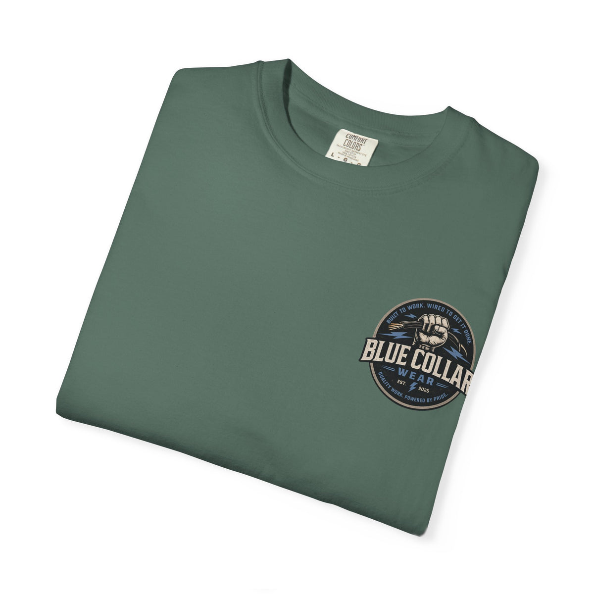 Blue Collar T-Shirt — Retro Workwear Fist Logo