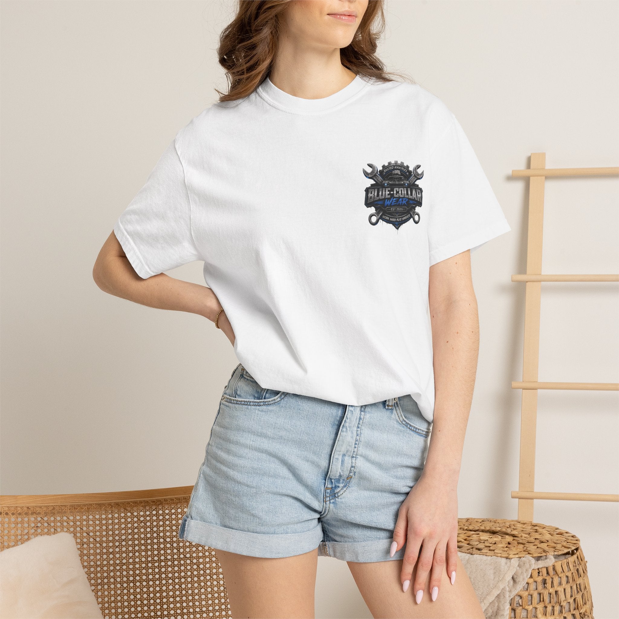 Blue-Collar Wear T-Shirt Mechanic — Busted Knuckles Mechanics Graphic Tee