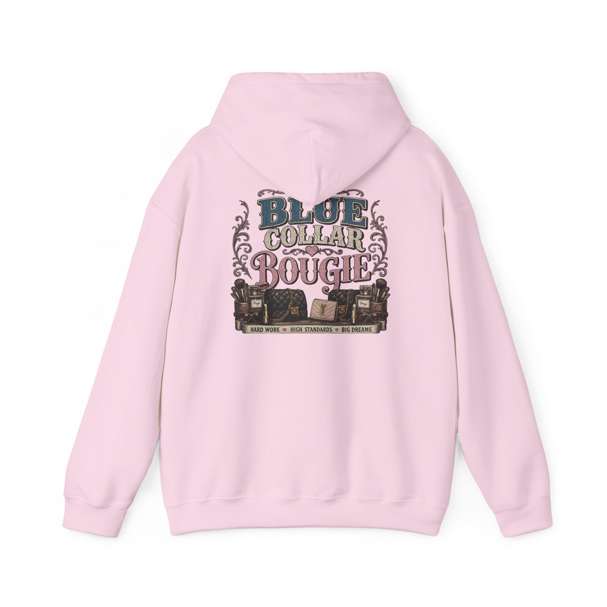 Blue Collar Bougie Hoodie — Rustic Workwear Graphic Pullover