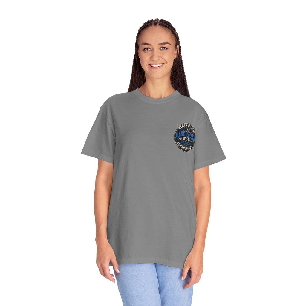 Blue-Collar T-Shirt — "Dirty Hands, Clean Money" Workwear Graphic Tee