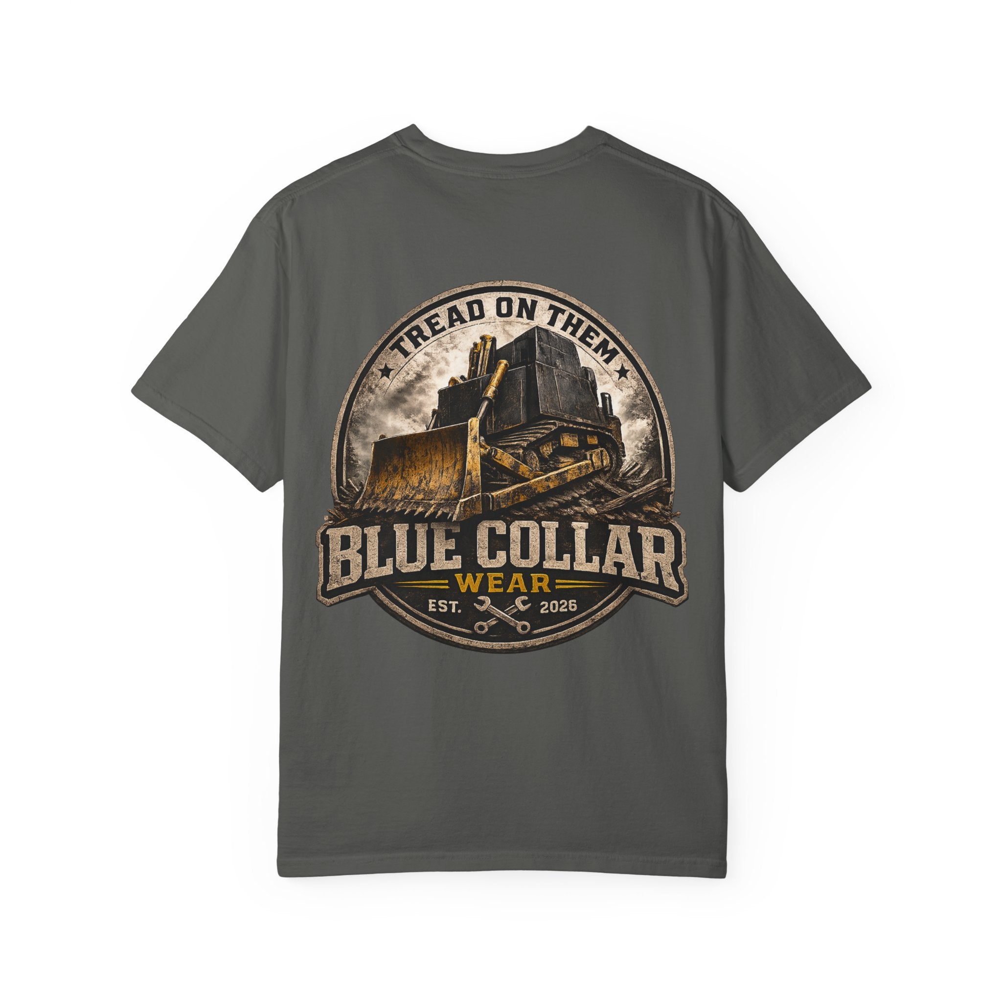 Blue Collar T-Shirt — "Tread On Them" Bulldozer Workwear Tee
