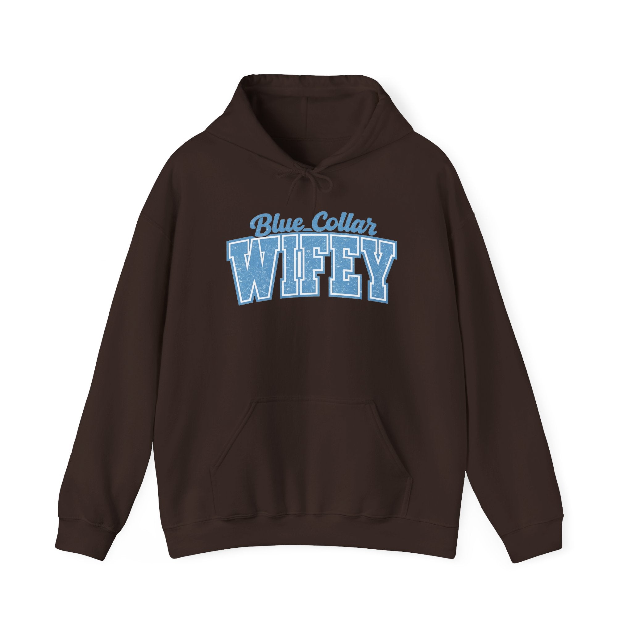 Blue Collar Wifey Hoodie – Retro Varsity Wife Sweatshirt