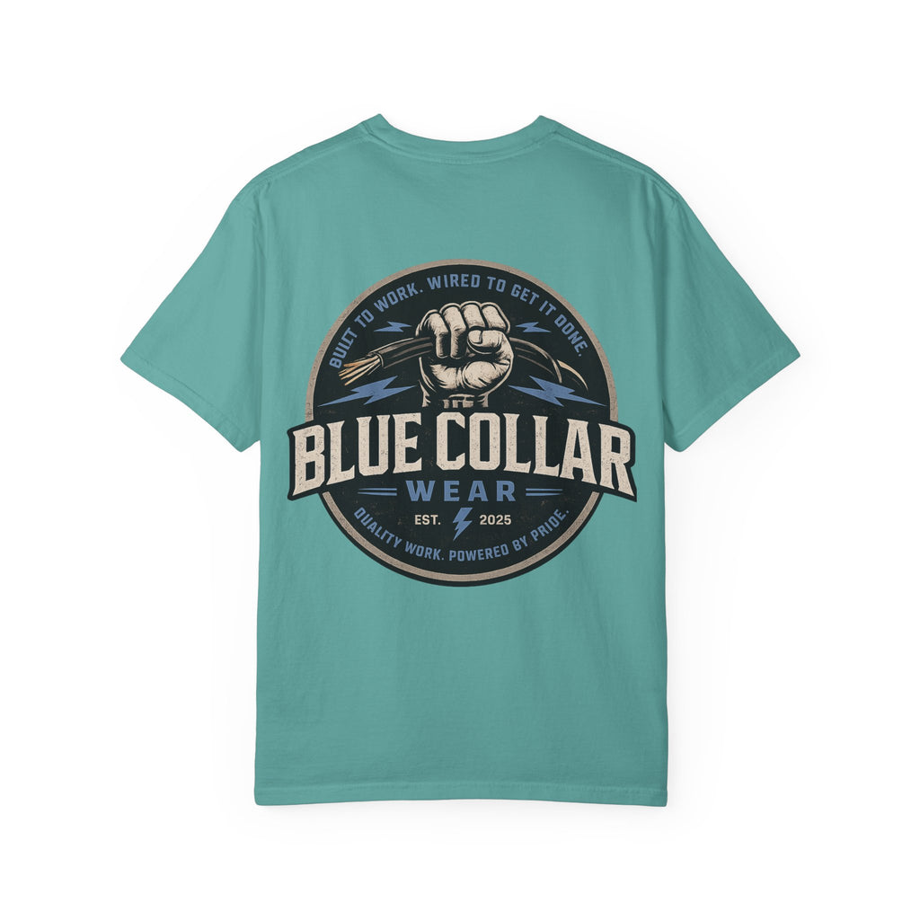 Blue Collar T-Shirt — Retro Workwear Fist Logo