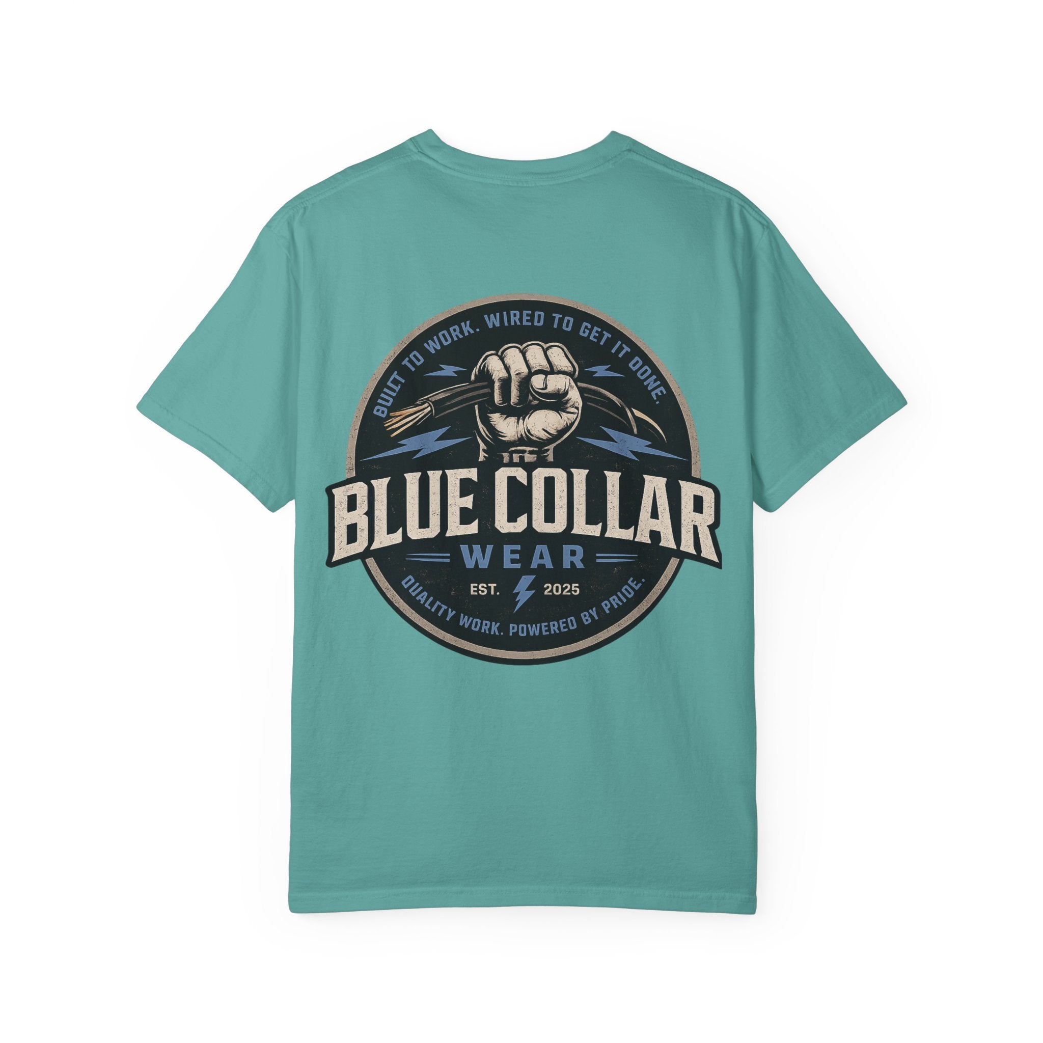 Blue Collar T-Shirt — Retro Workwear Fist Logo