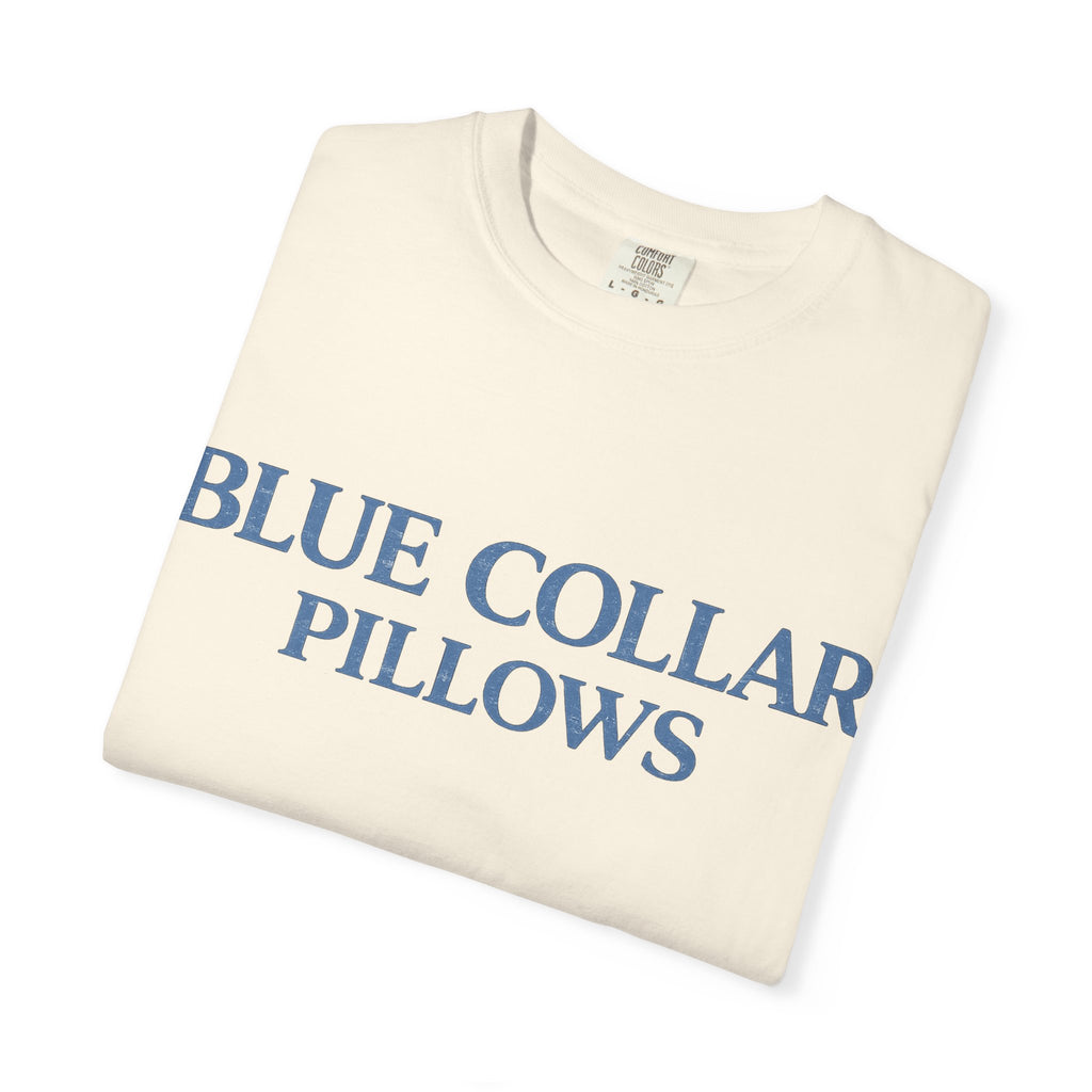 Blue Collar Pillows T-Shirt — Vintage Serif Logo Tee