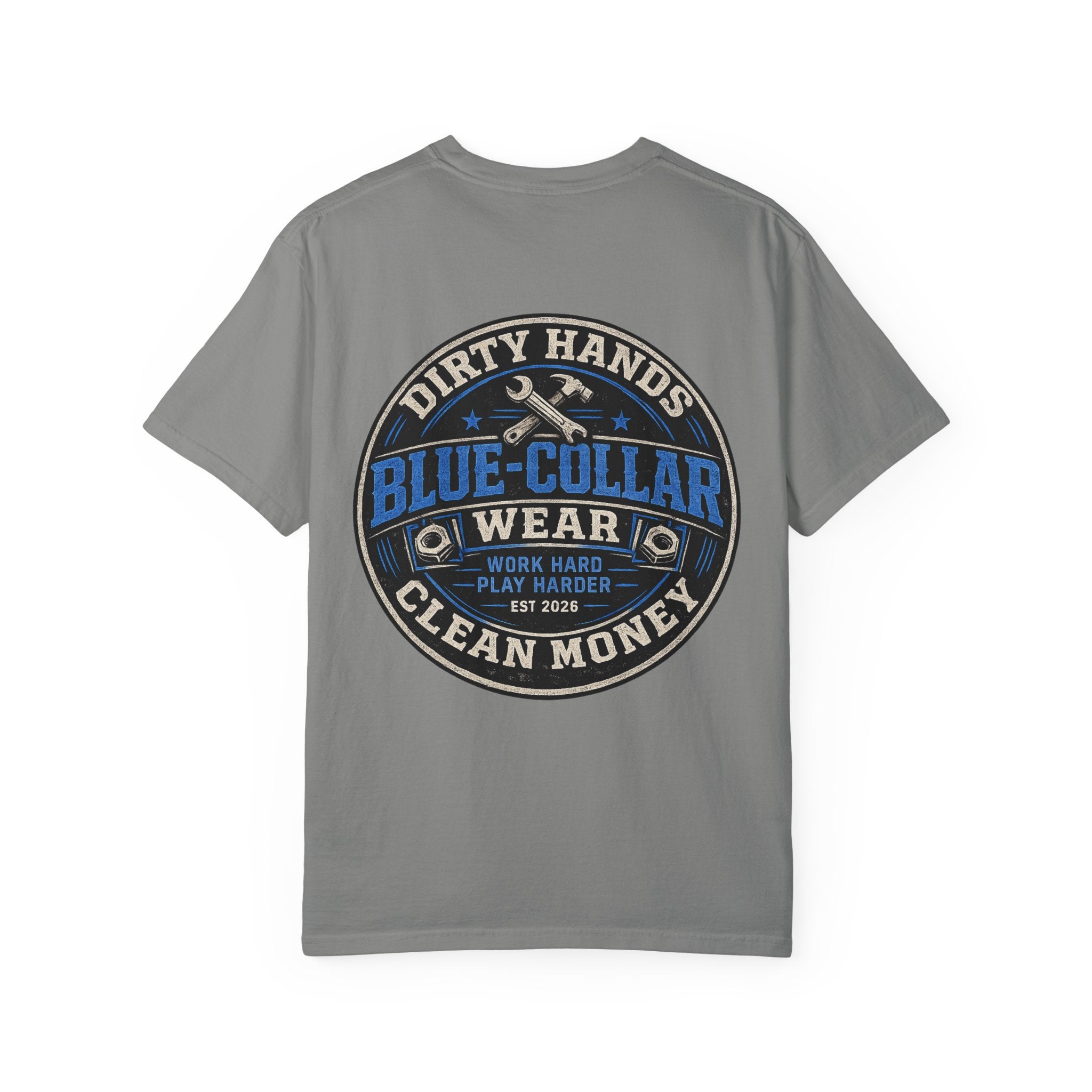 Blue-Collar T-Shirt — "Dirty Hands, Clean Money" Workwear Graphic Tee