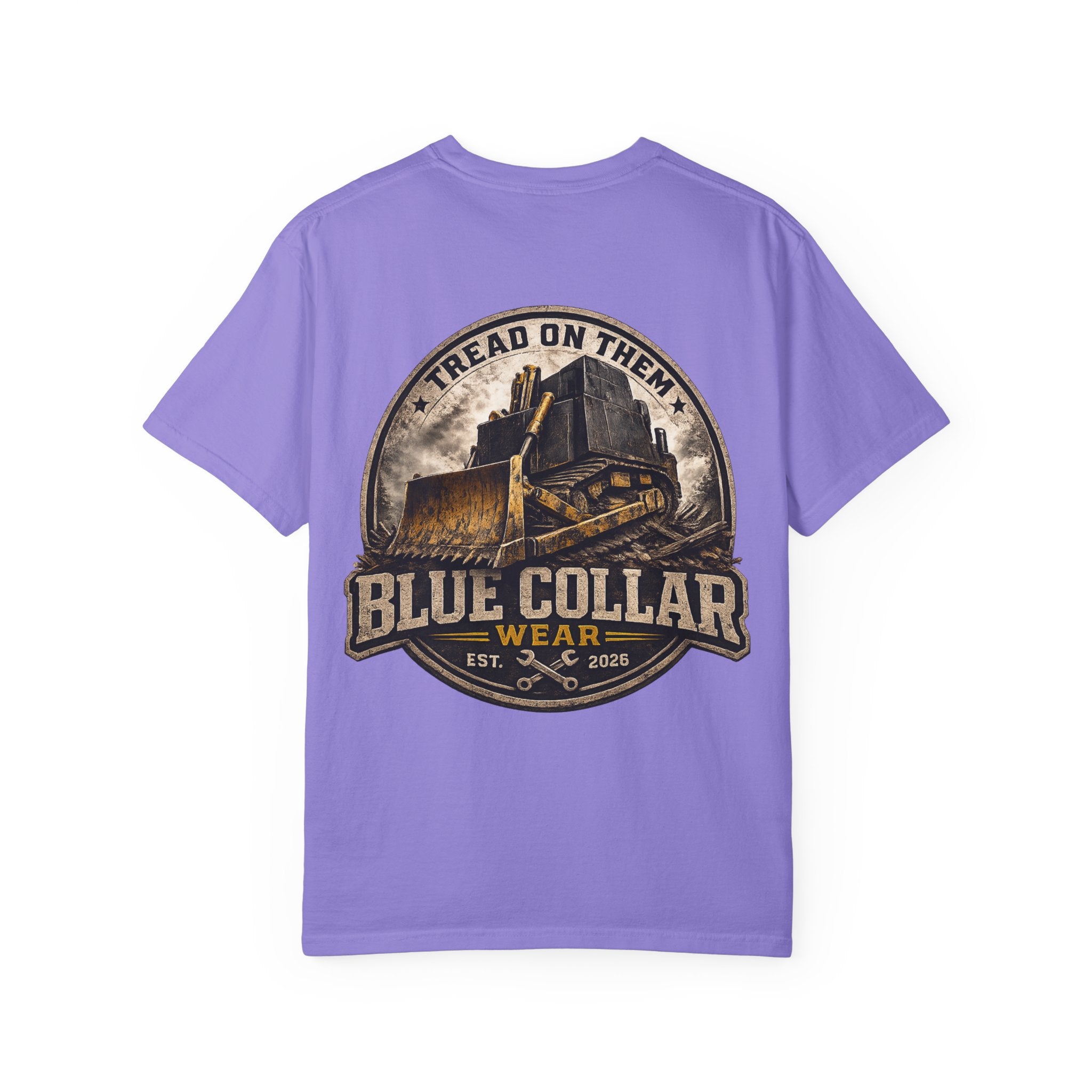 Blue Collar T-Shirt — "Tread On Them" Bulldozer Workwear Tee