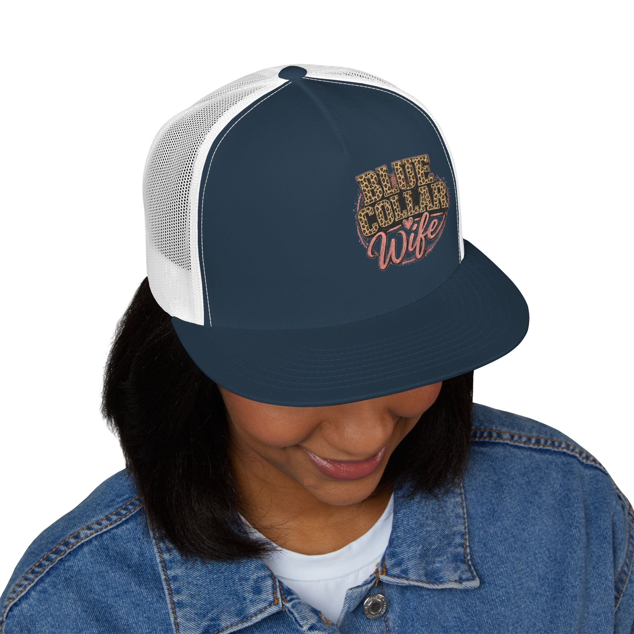 Blue Collar Wife Trucker Cap – Leopard Print Workwife Snapback