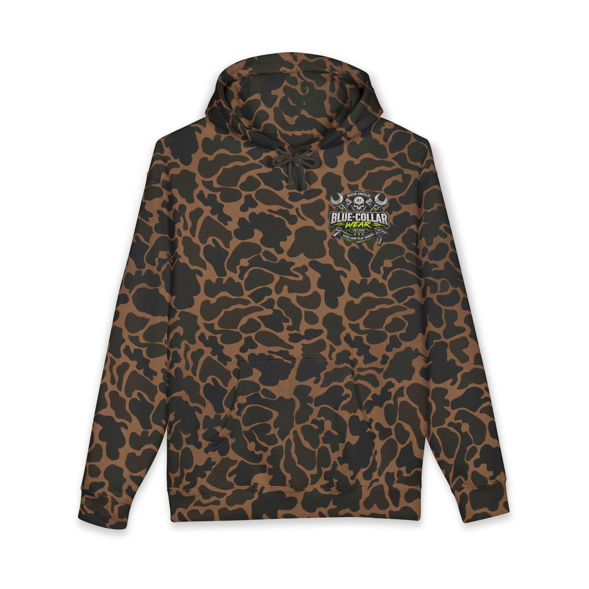Blue-Collar Wear Hoodie Mechanic — "Blue-Collar Wear" Skull & Wrench Workwear Pullover