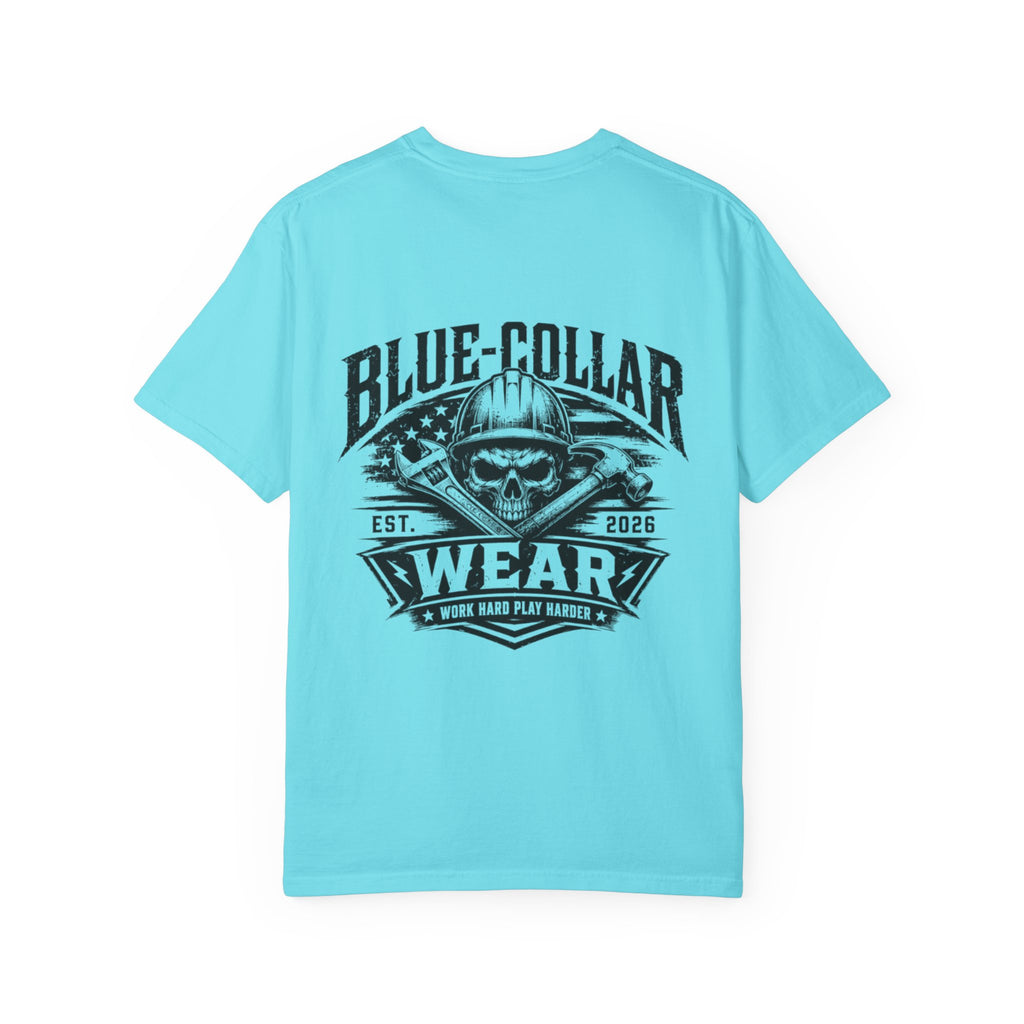 Blue-Collar Wear T-Shirt — "Work Hard • Play Harder" Retro Workwear Tee