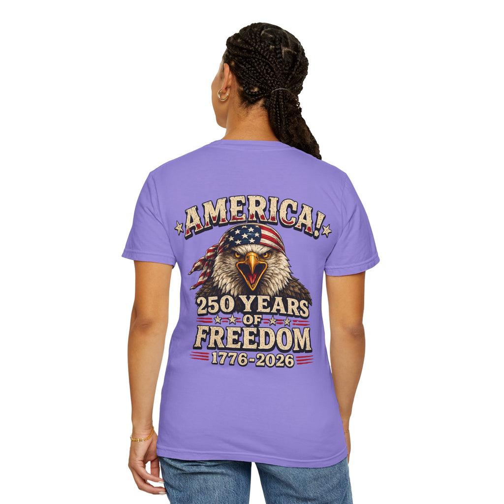 250 Years of Freedom Eagle T-Shirt — America 1776–2026 Patriotic Tee