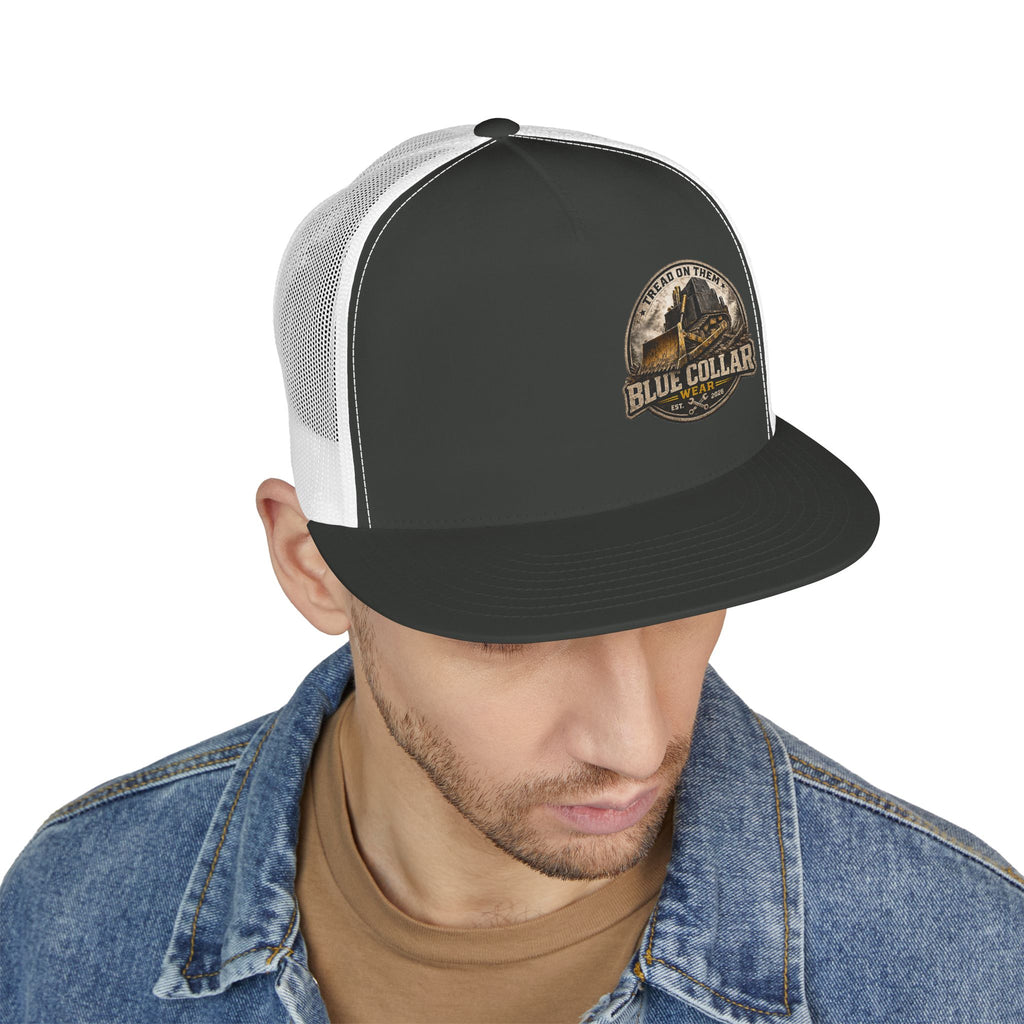 Blue Collar Workwear Trucker Cap — Lead On Team Vintage Construction Logo
