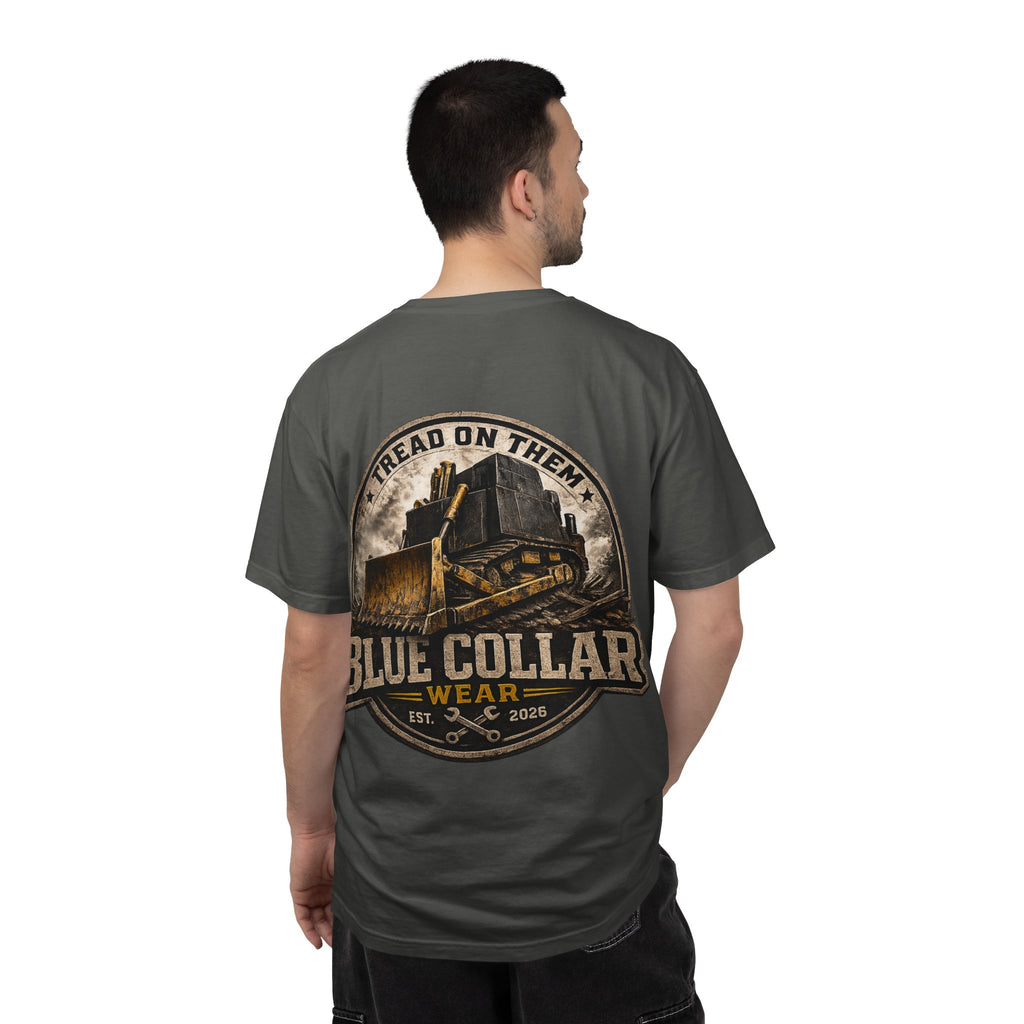 Blue Collar T-Shirt — "Tread On Them" Bulldozer Workwear Tee