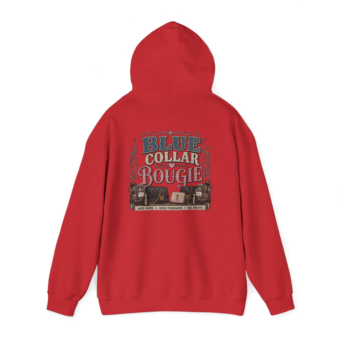 Blue Collar Bougie Hoodie — Rustic Workwear Graphic Pullover