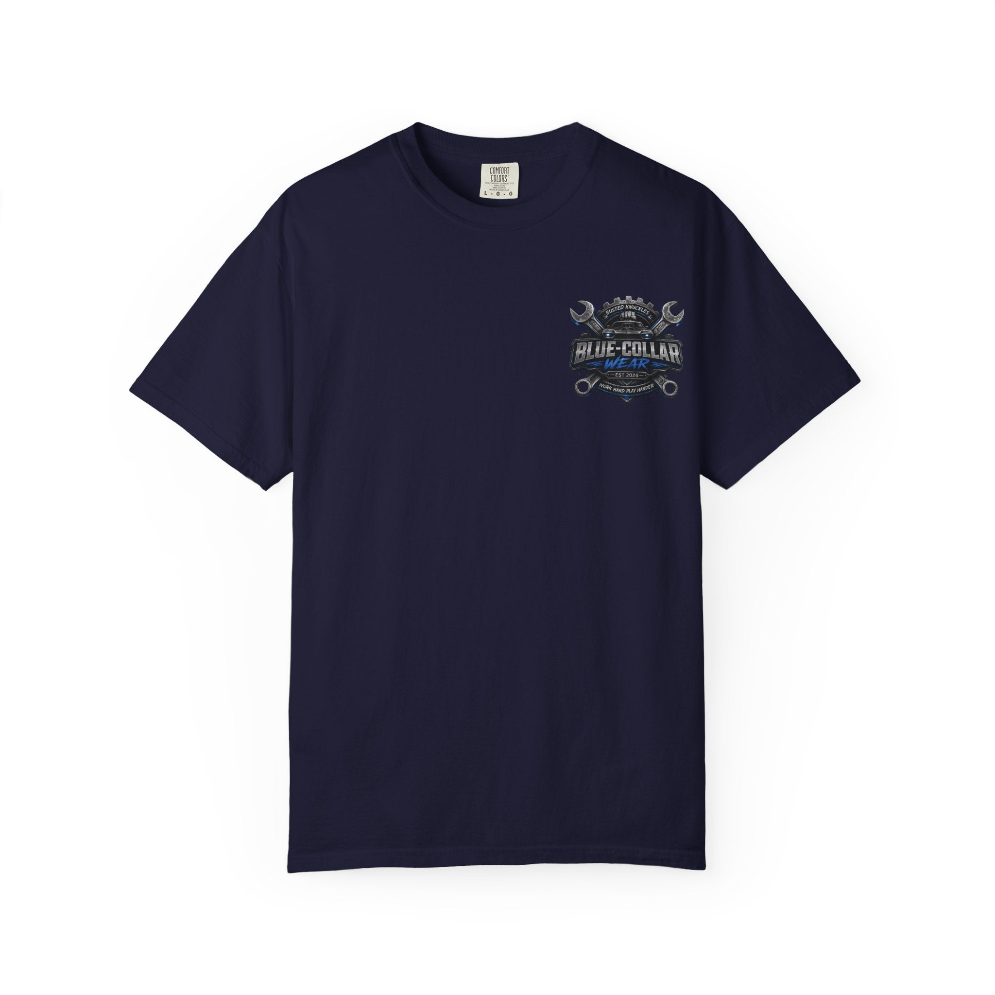 Blue-Collar Wear T-Shirt Mechanic — Busted Knuckles Mechanics Graphic Tee