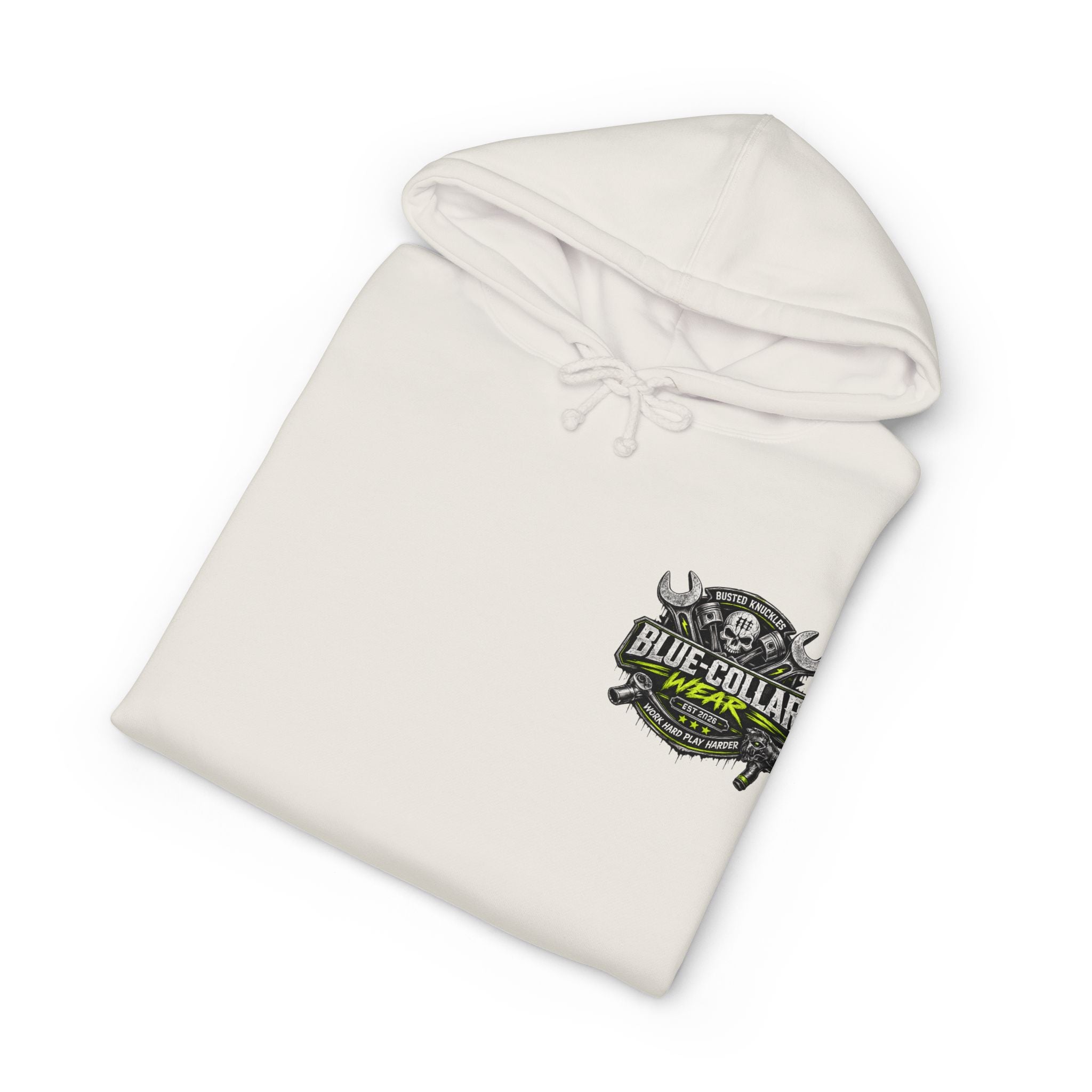 Blue-Collar Wear Hoodie Mechanic — "Blue-Collar Wear" Skull & Wrench Workwear Pullover