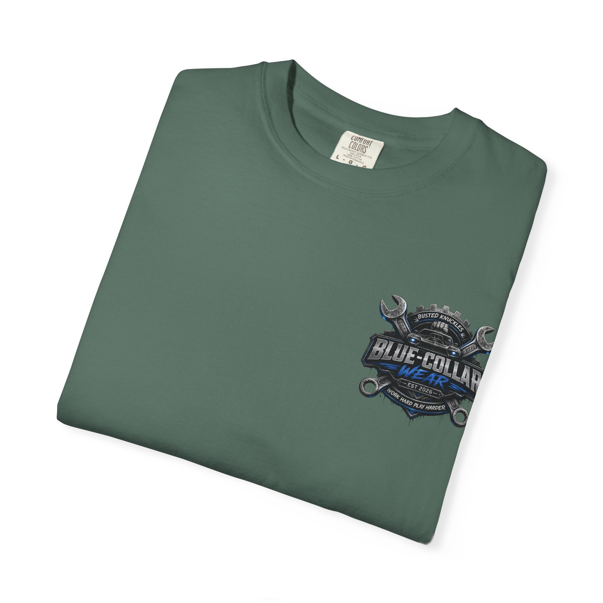 Blue-Collar Wear T-Shirt Mechanic — Busted Knuckles Mechanics Graphic Tee