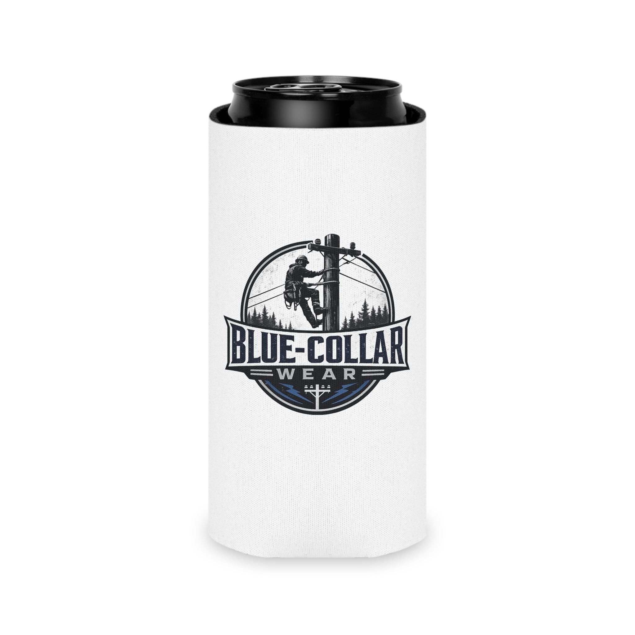 Blue-Collar Wear KOOZIE — Lineman Logo Beer Koozie