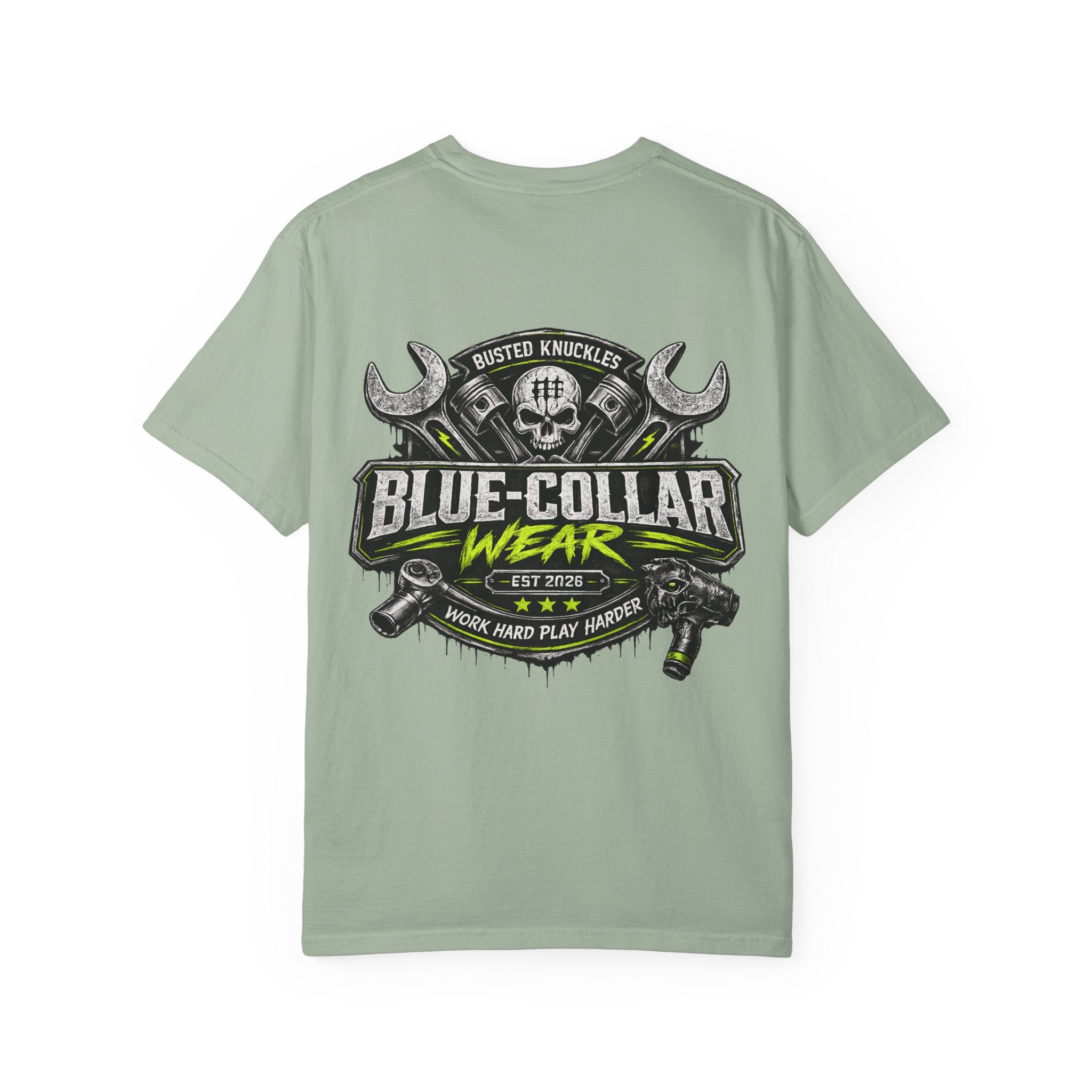 Blue-Collar Wear T-Shirt Mechanic – 'Work Hard Play Harder' Vintage Mechanics Tee
