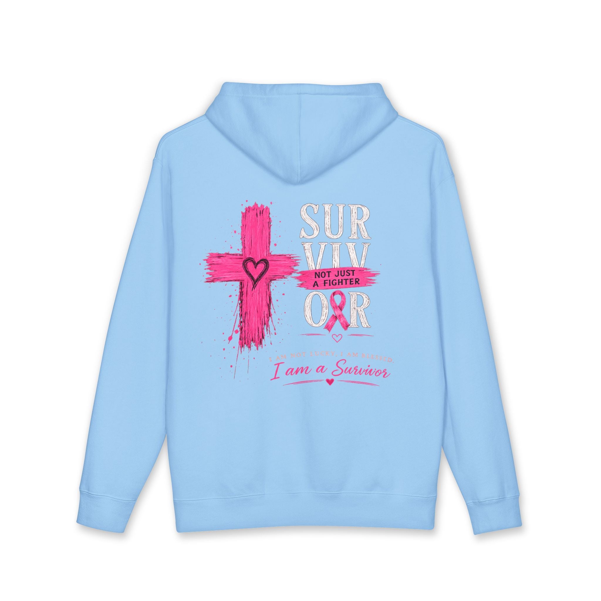Breast Cancer Survivor Hoodie – 'Survivor, Not Just A Fighter' Pink Ribbon Pullover